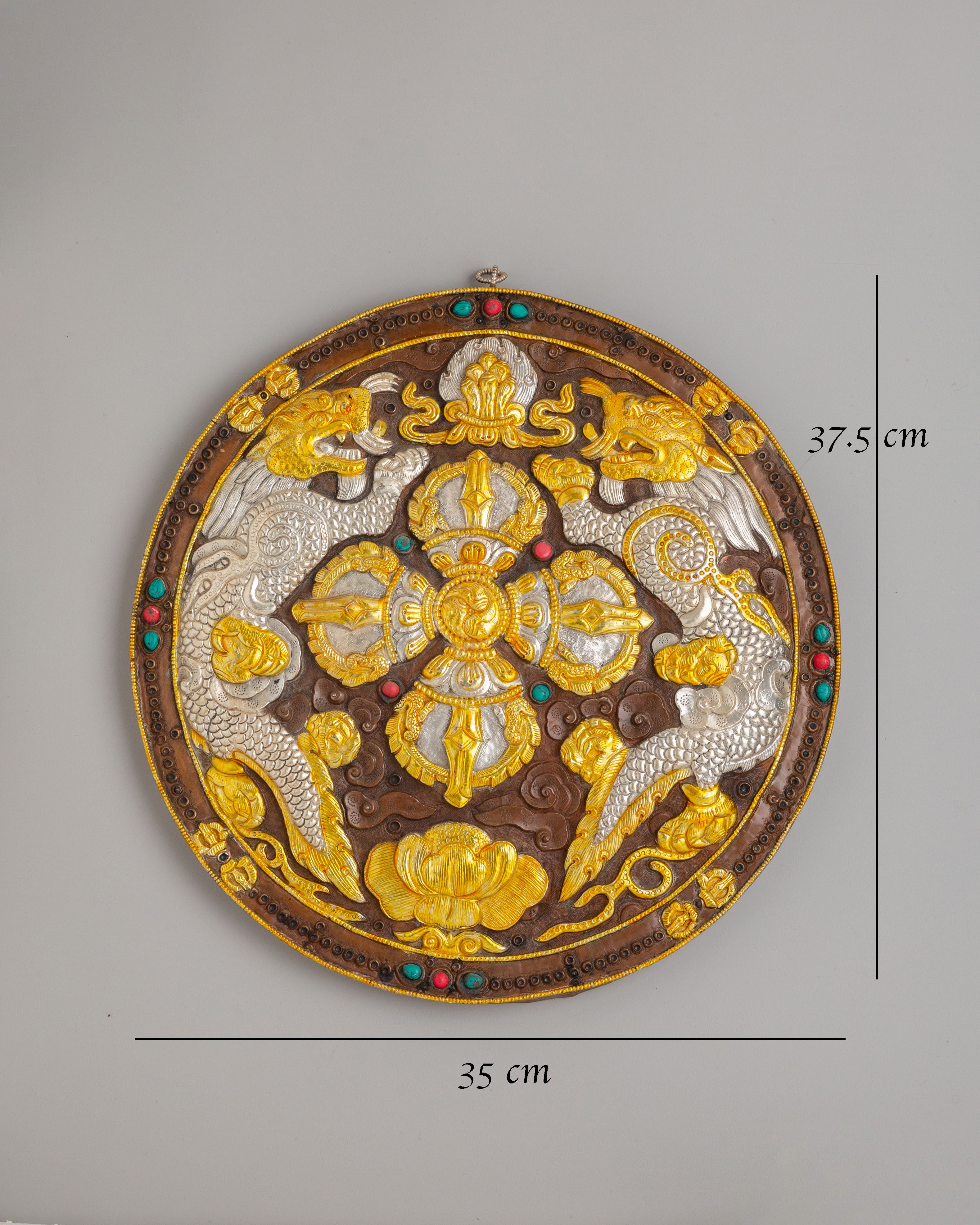 Spiritual Bishwo Vajra Wall Hanging | Gold Plated Buddhist Artwork