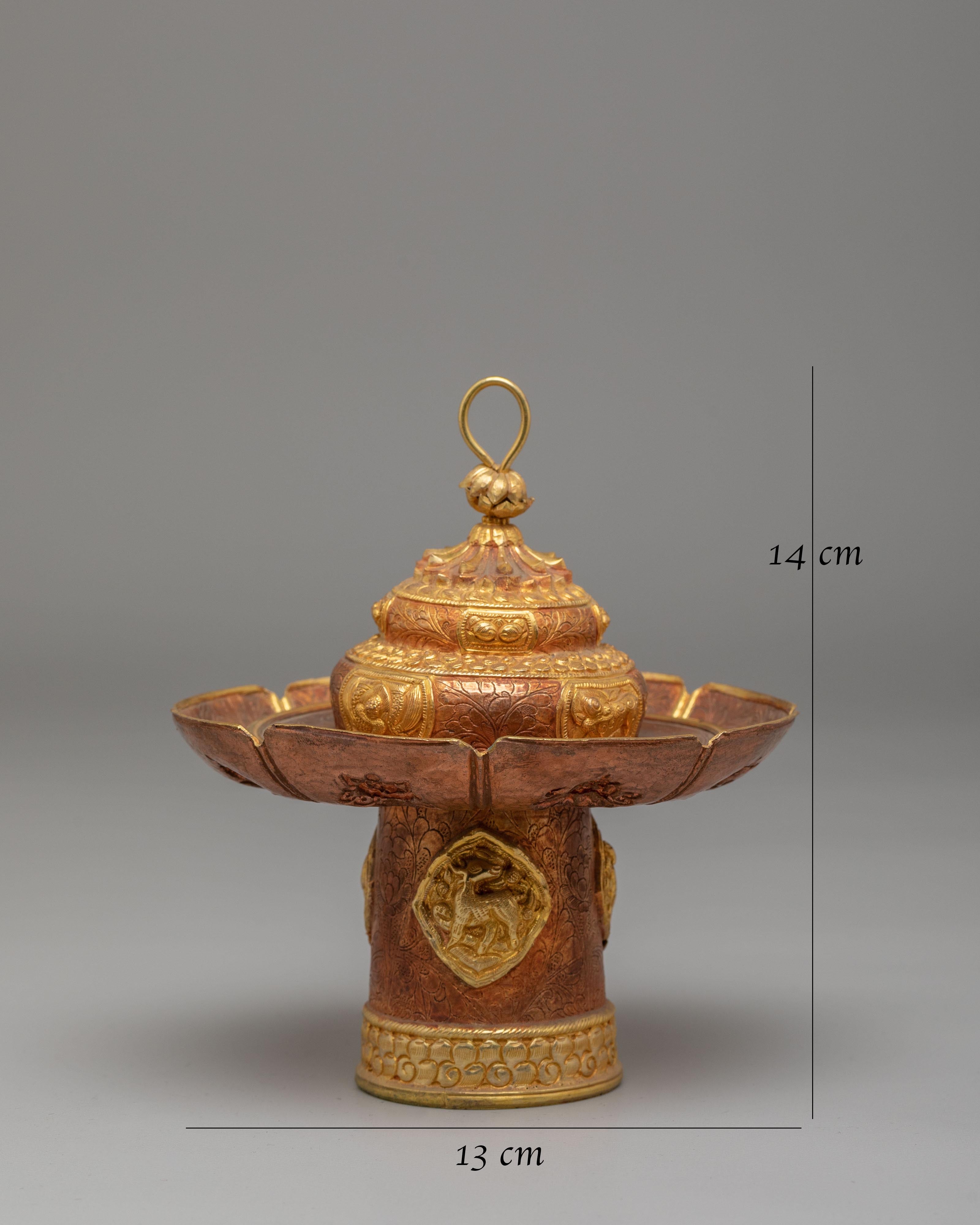 Tibetan Tea Cup Cover Set | Handcrafted Copper Teapot Lid