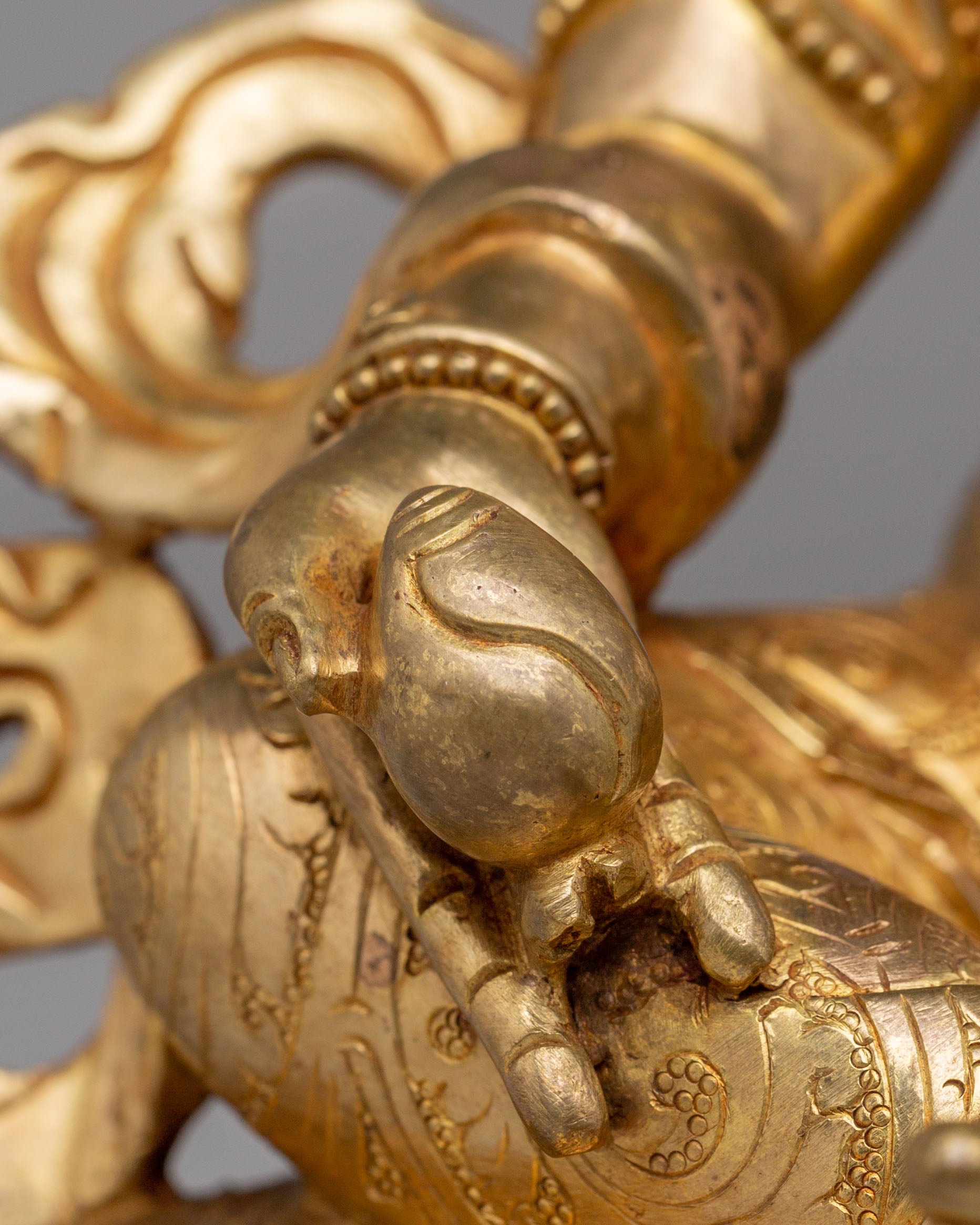 Buddhist God of Wealth Dzambhala Statue | Gold-Plated Copper Artwork