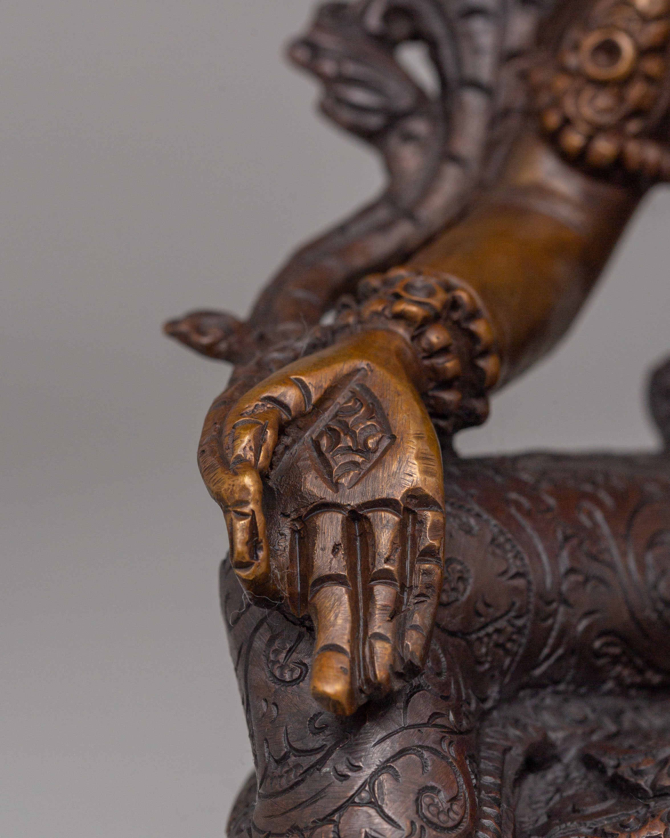 Himalayan Green Tara Goddess Statue | Oxidized Copper Tibetan Protector