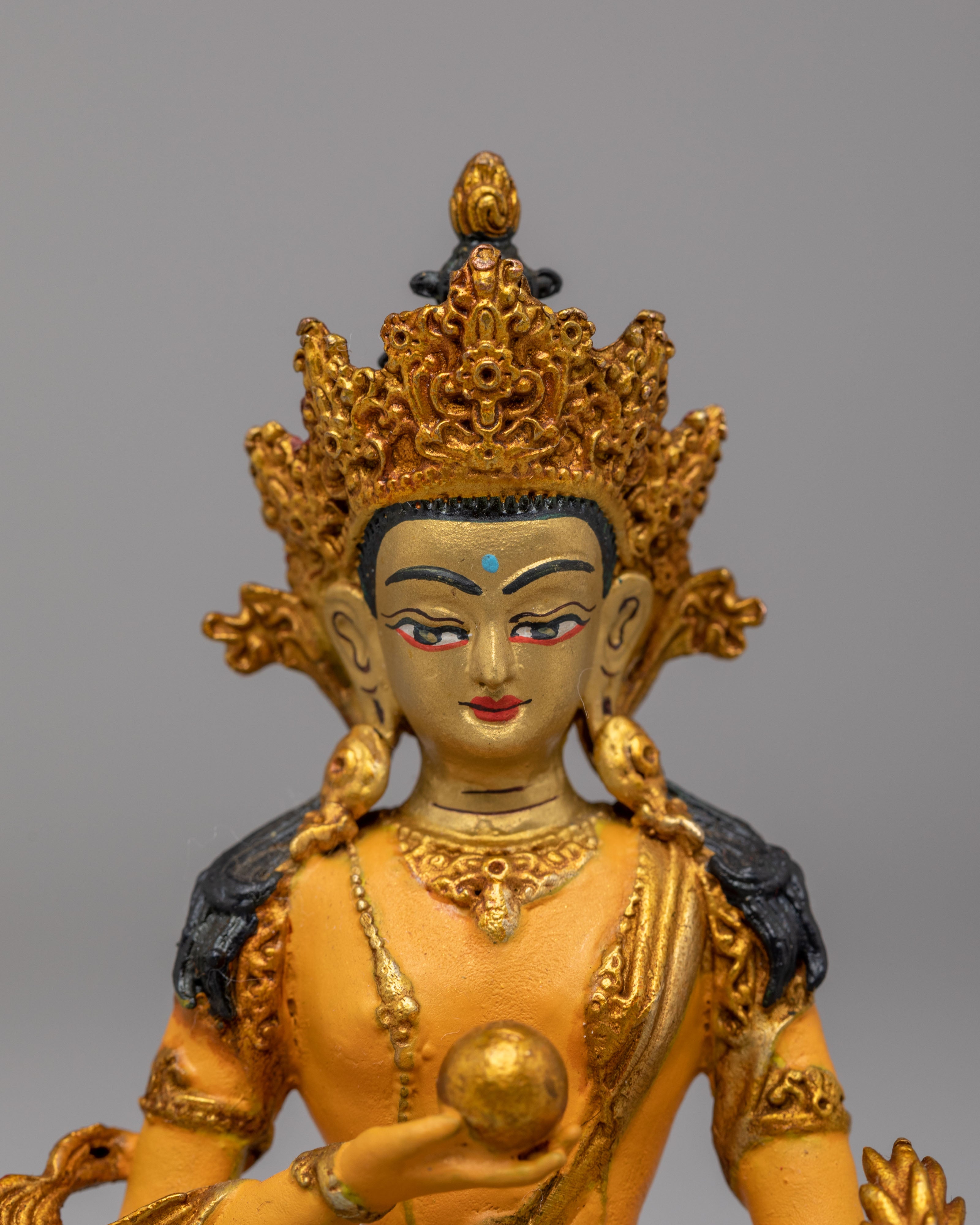 Spiritual Kshitigarbha Shrine Statue | 24K Gold Plated Bodhisattva Decor