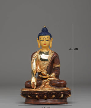 Akshobhya Buddha Statue | 24K Gold Plated Copper Sculpture for Spiritual Decor