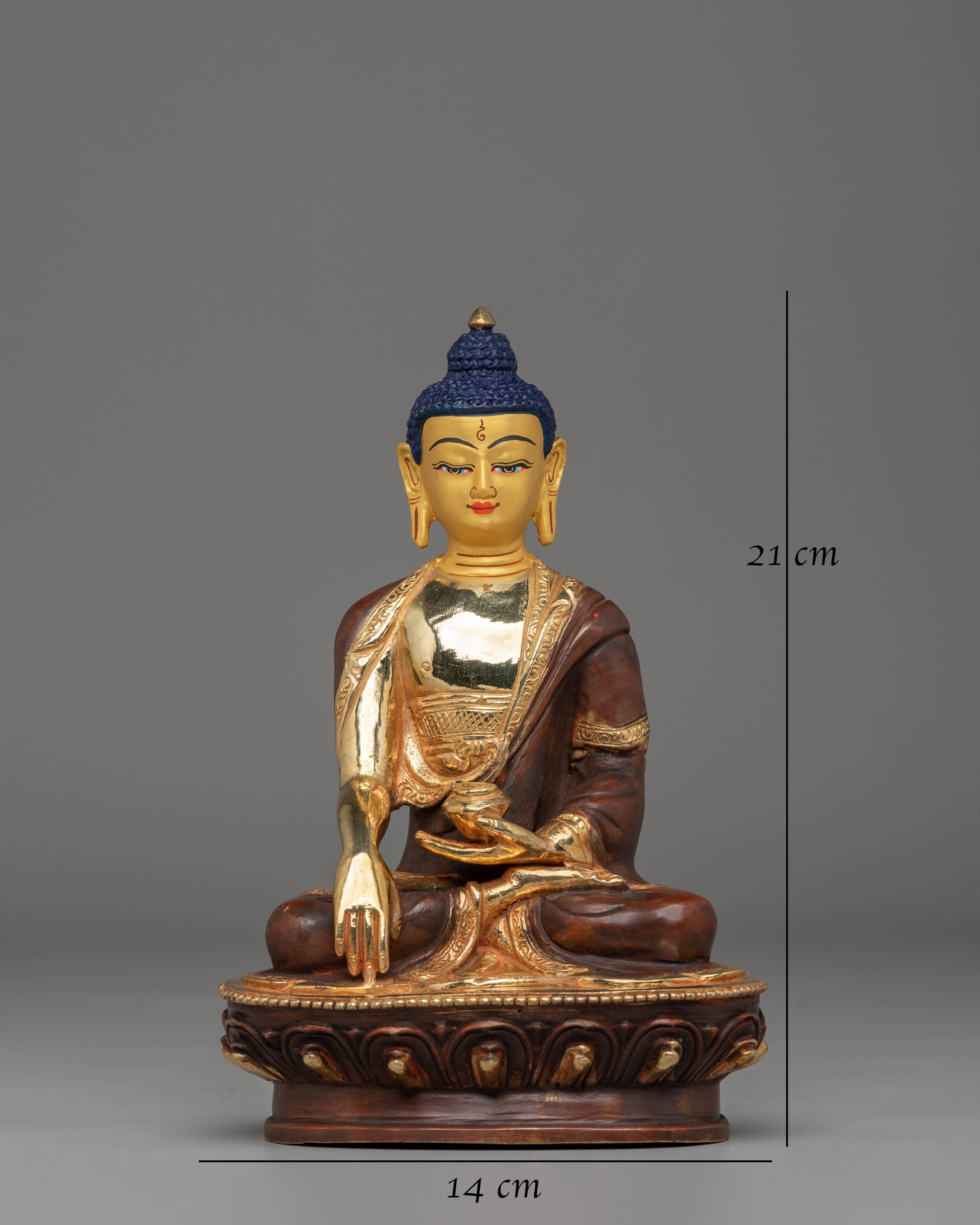 Akshobhya Buddha Statue | 24K Gold Plated Copper Sculpture for Spiritual Decor