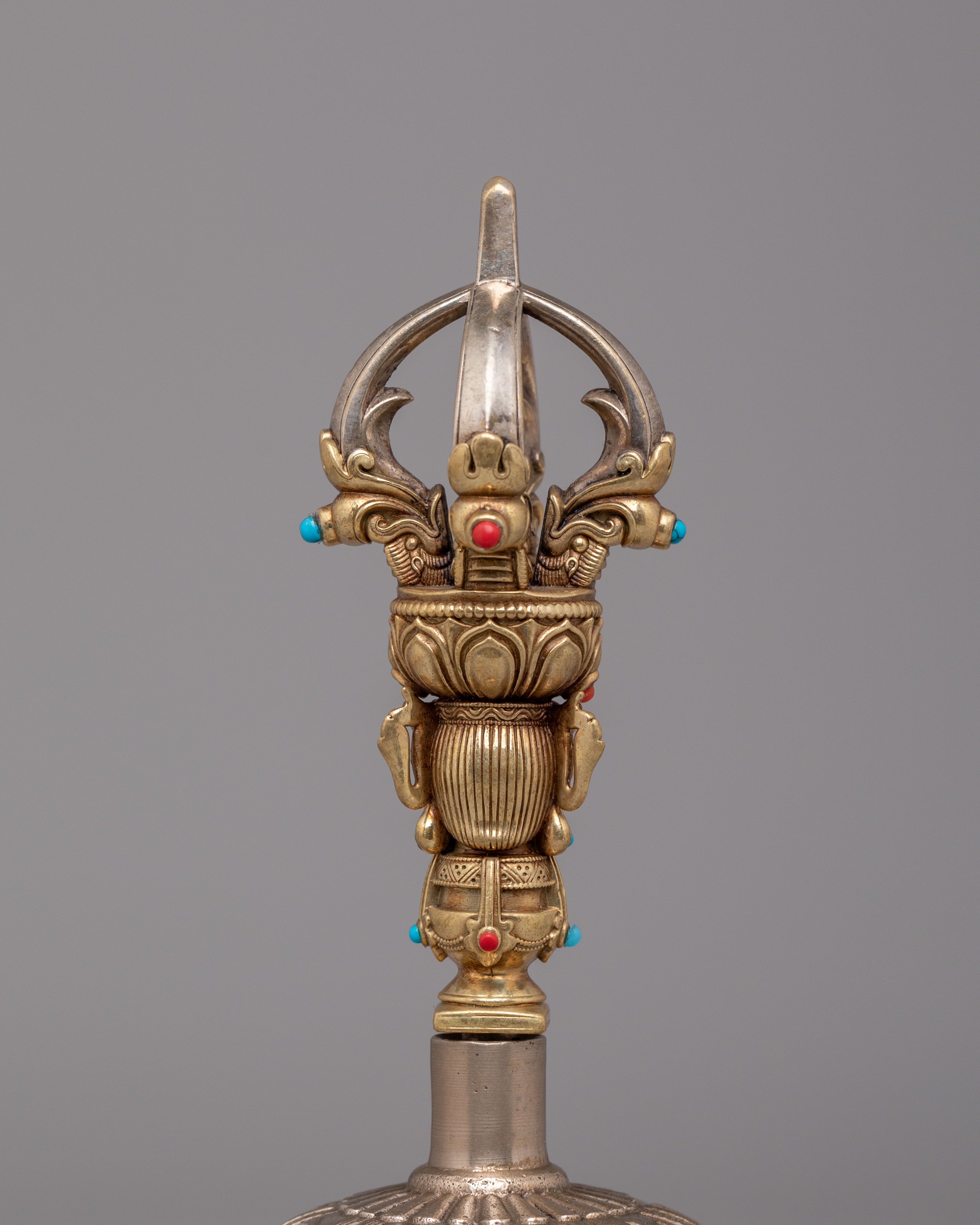 Traditional Tibetan Ritual Bell and Vajra Set | Handcrafted Altar Tools