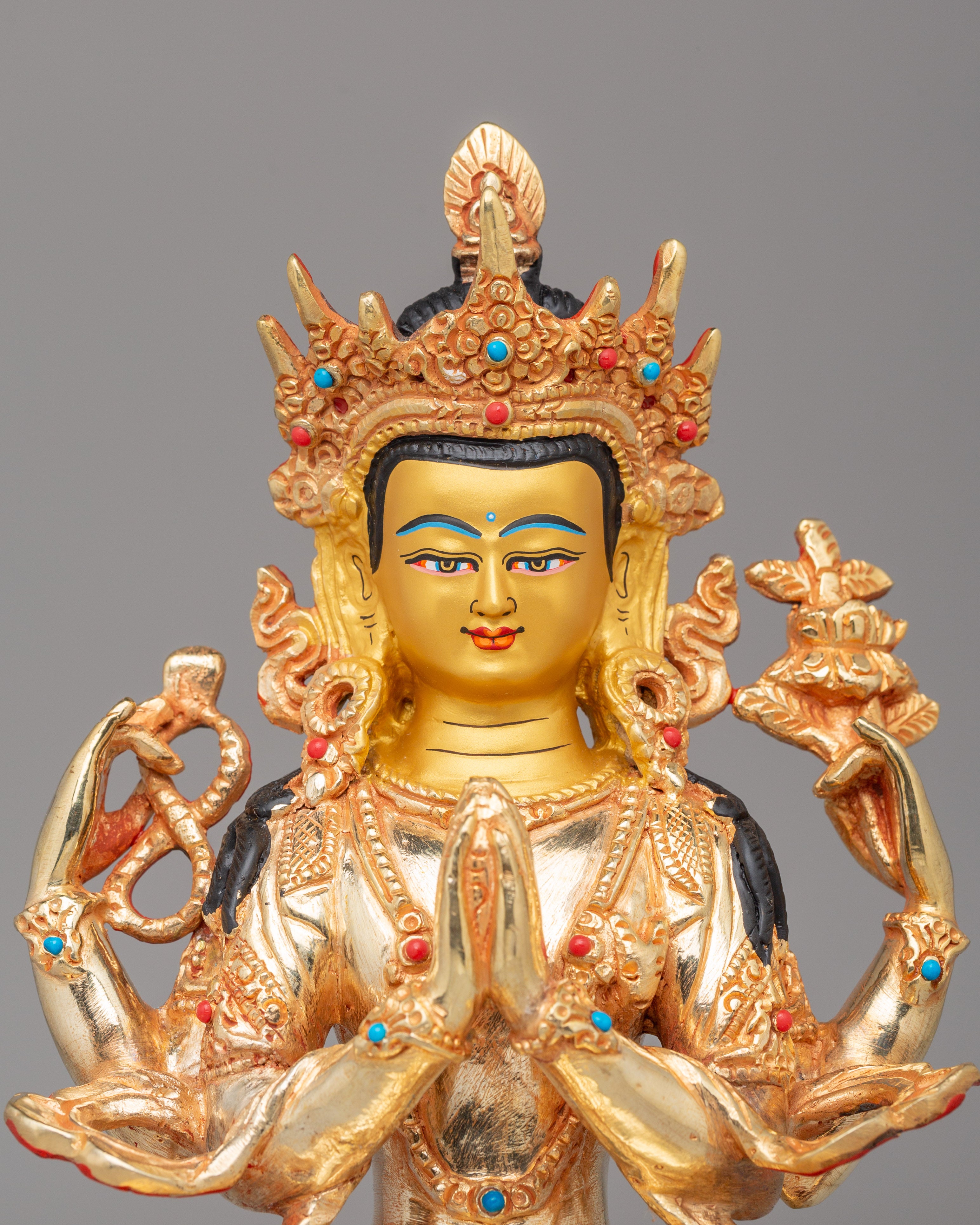 Golden Chenrezig Statue | Tibetan Art