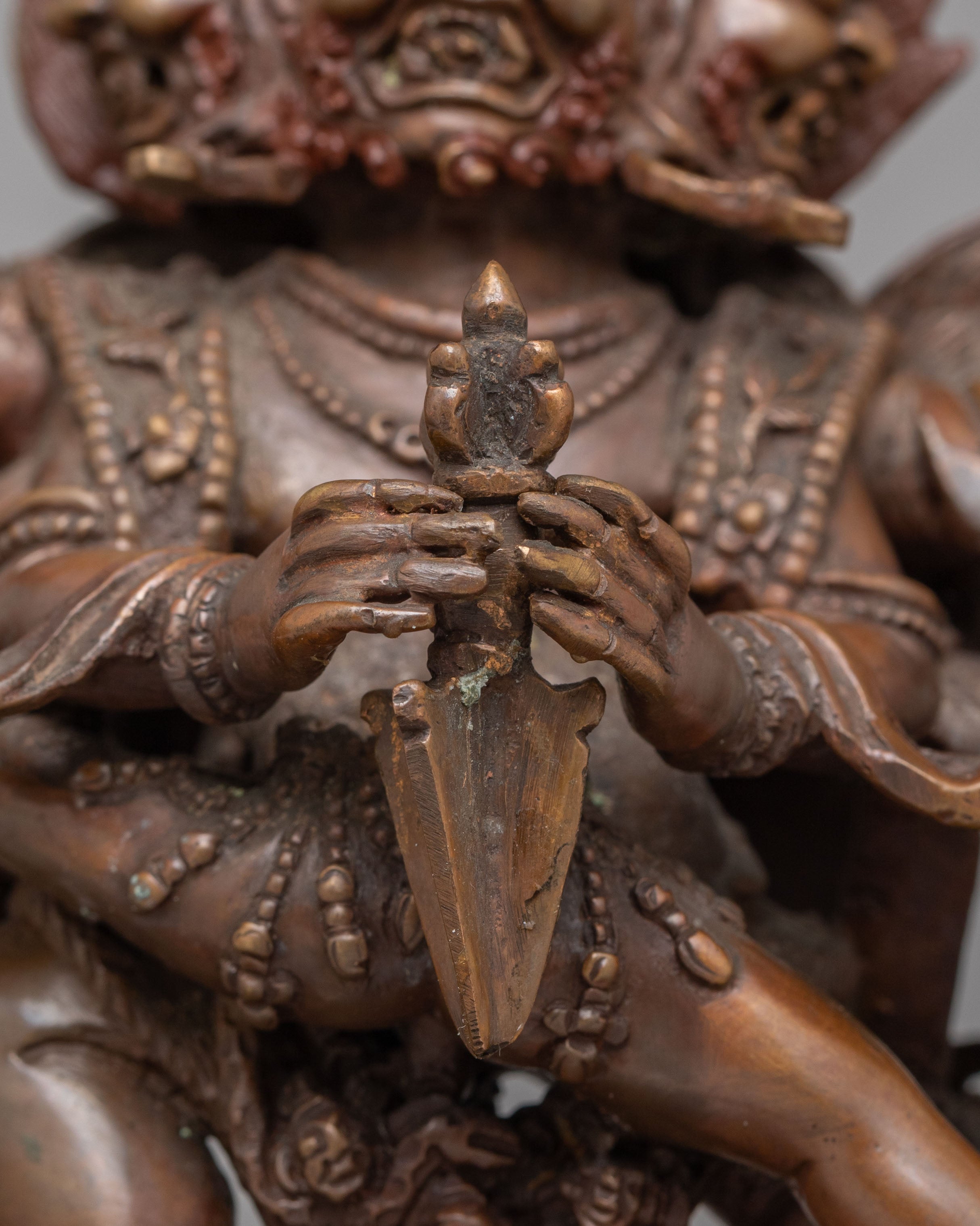 Vajrakilaya with Consort Statue | Oxidized Copper Body