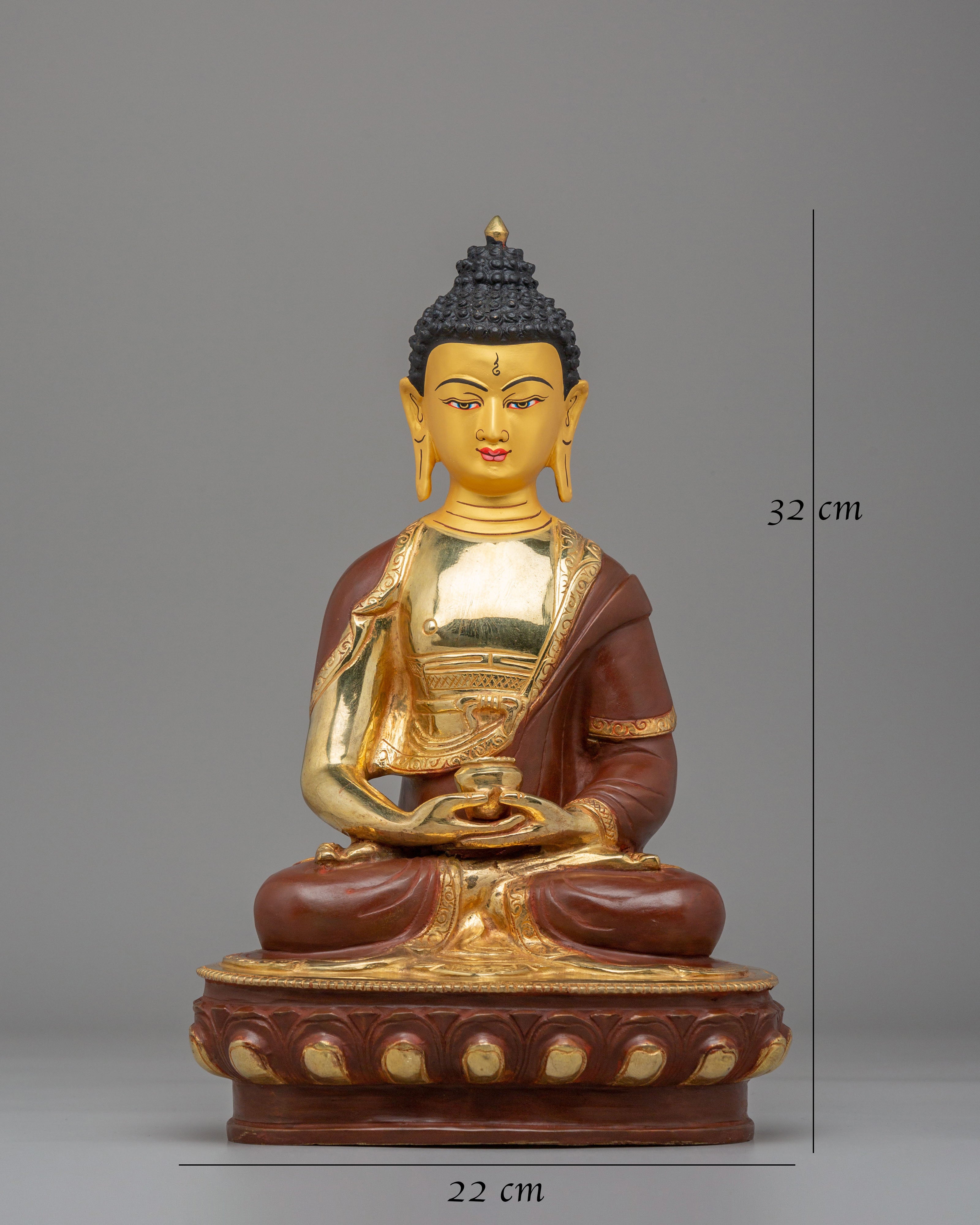 Infinite Light Amitabha Buddha Statue | Gold Plated Meditation Altar Decor