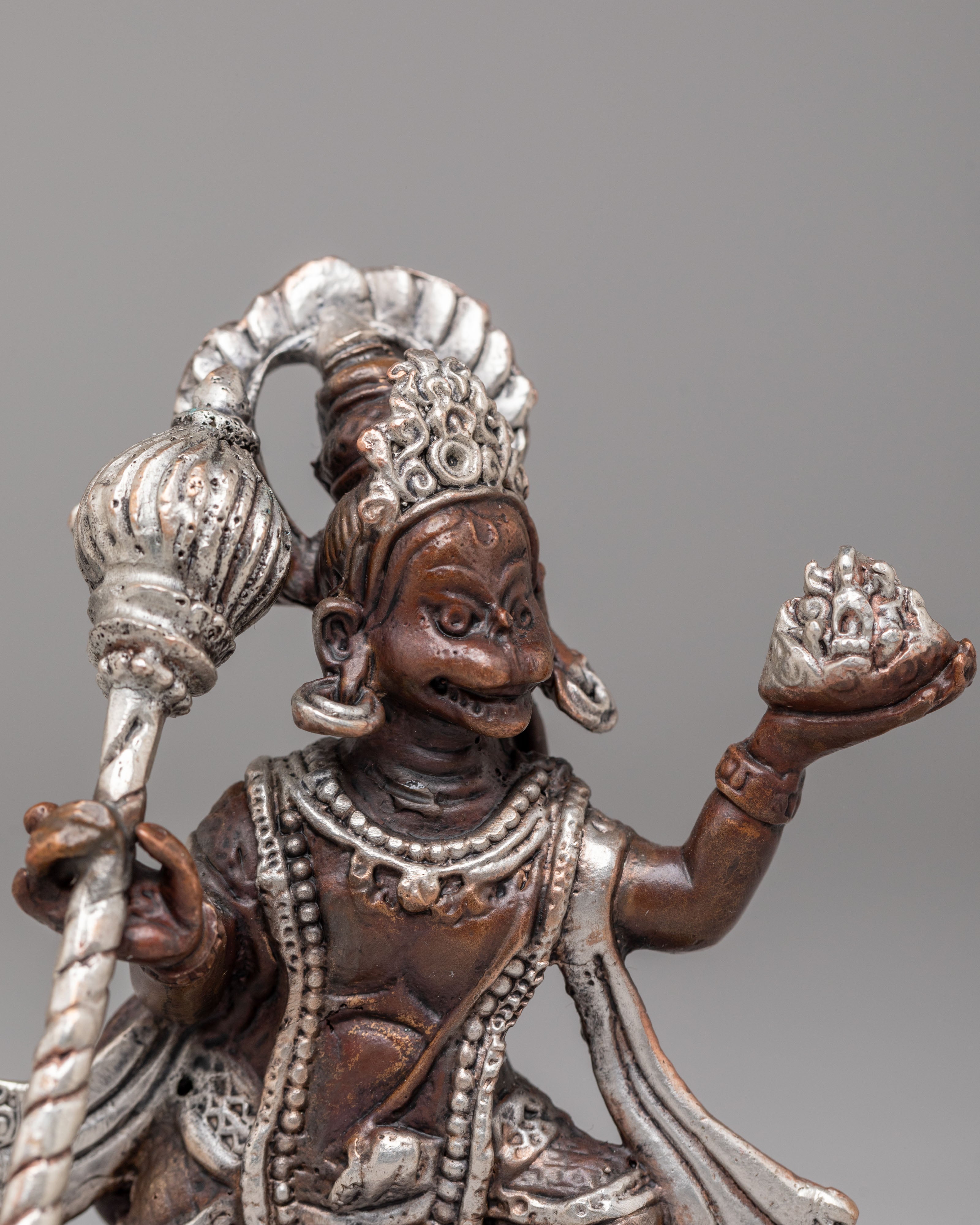 Handcrafted Hanuman Statue | Copper Body with Silver Plating