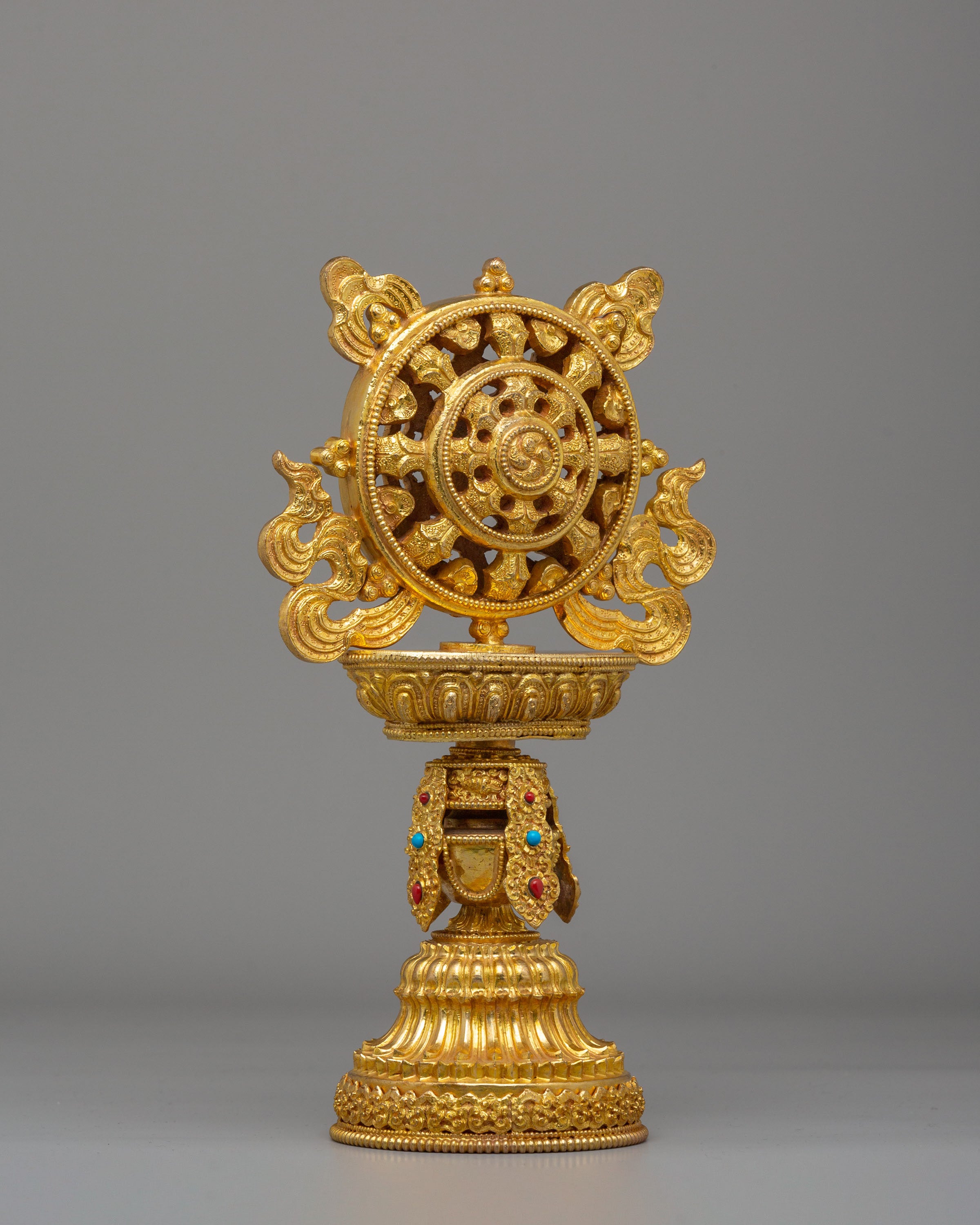 Sacred Dharma Wheel Sculpture | Symbol of Enlightenment