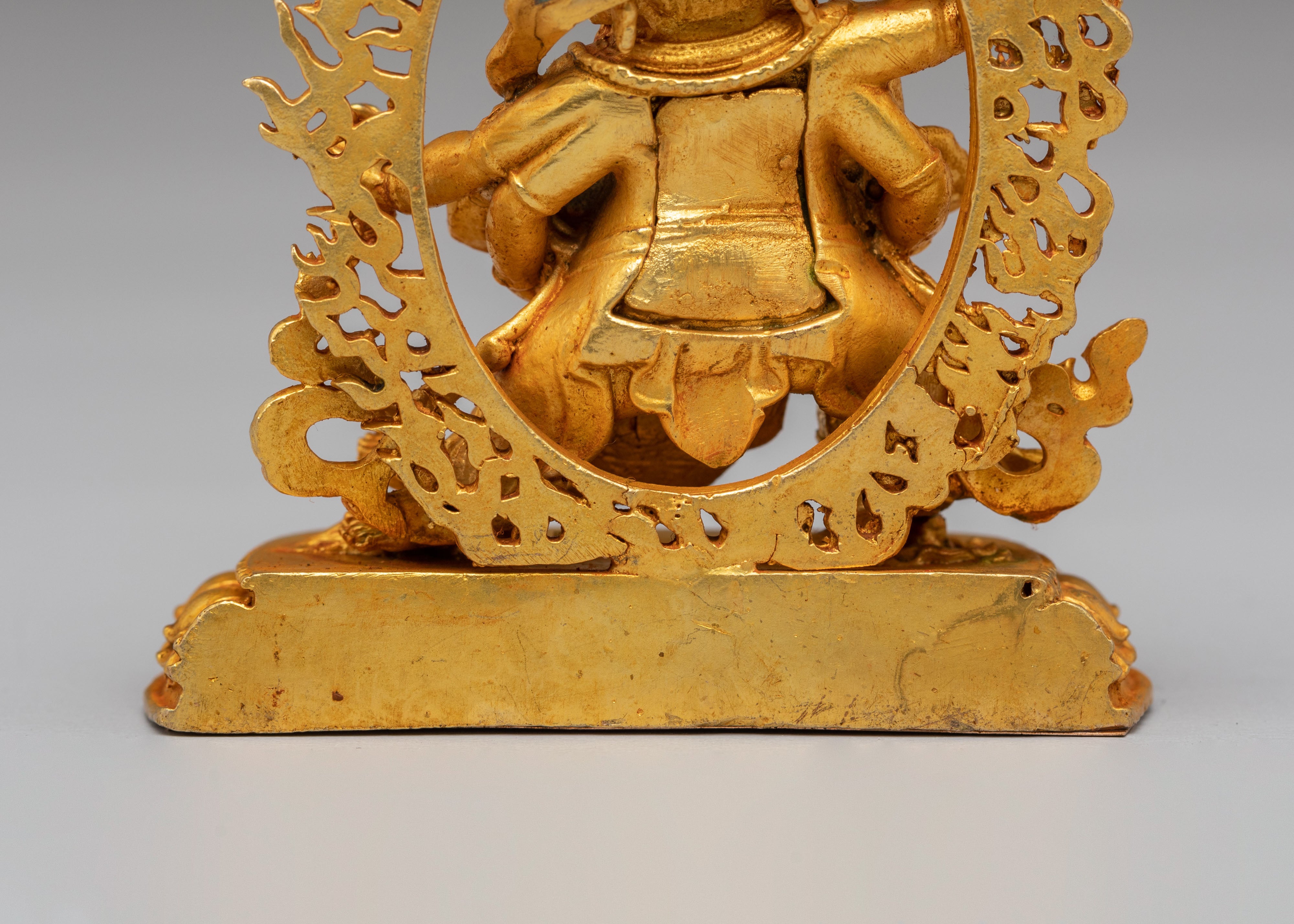 Red Dzambhala Wealth Deity Statue | Gold Plated Copper Deity
