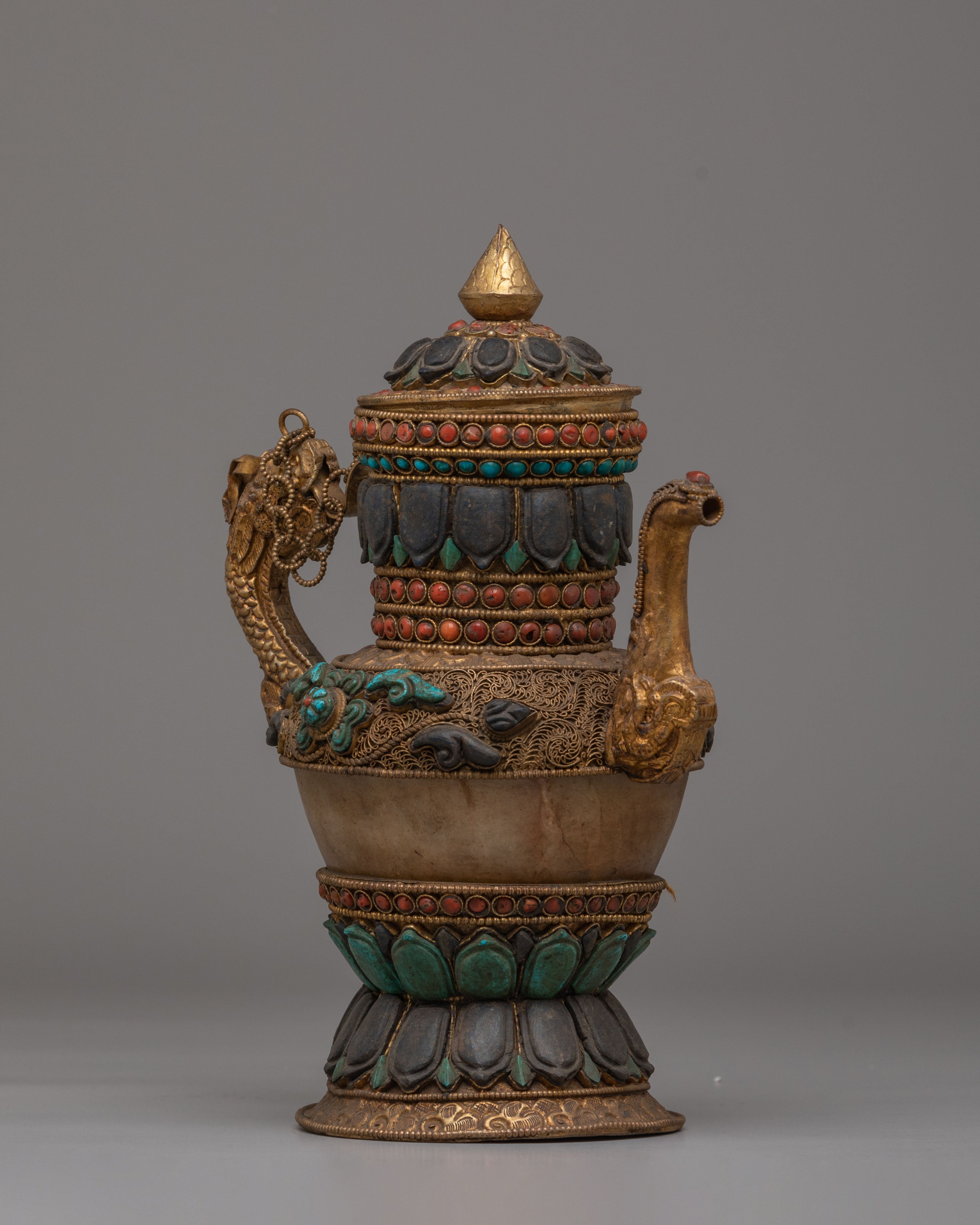 Decorative Handcrafted Teapot | Gemstone & Crystal Copper Teapot