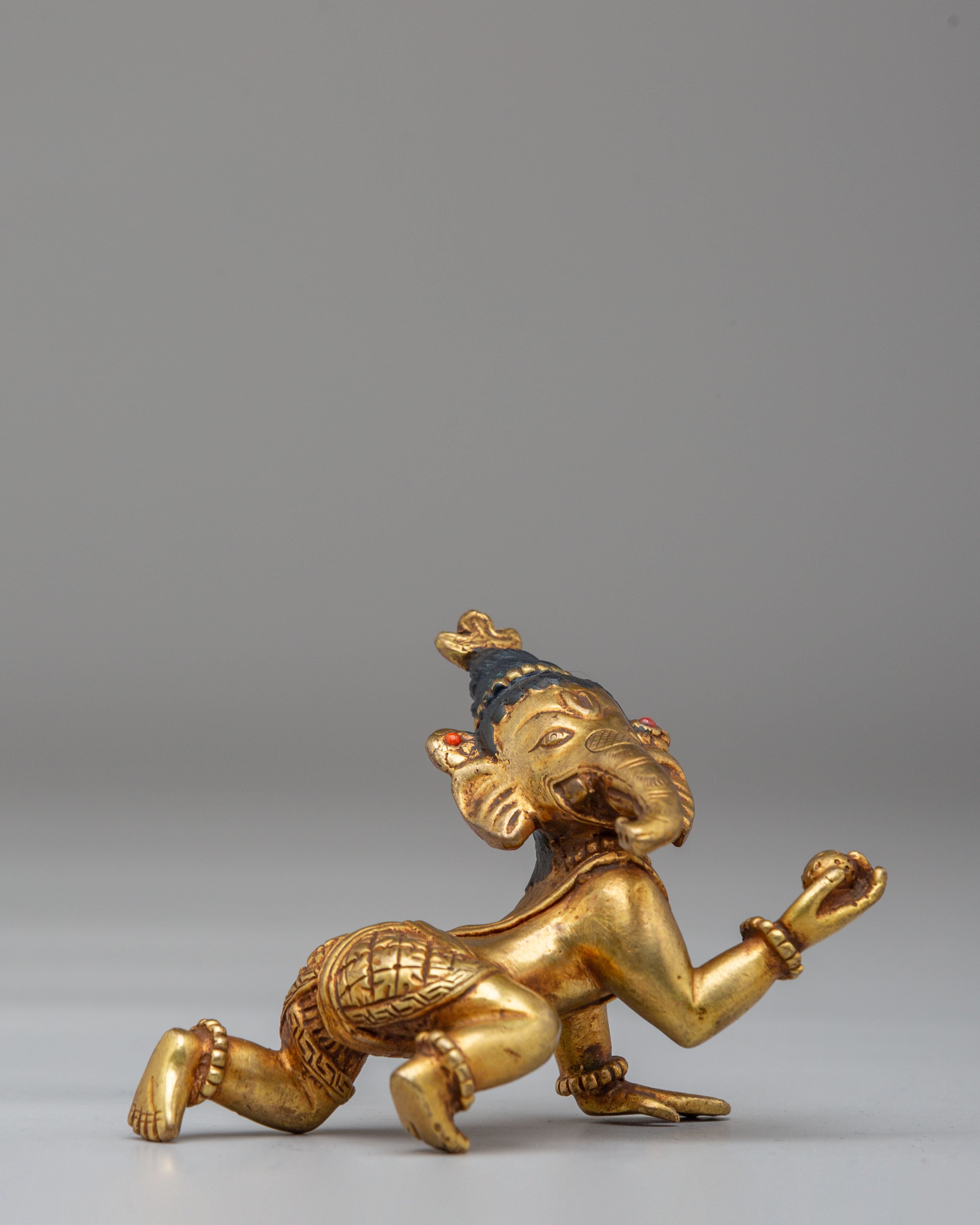 Divine Ganesh God Statue | Gold Plated Copper Sculpture