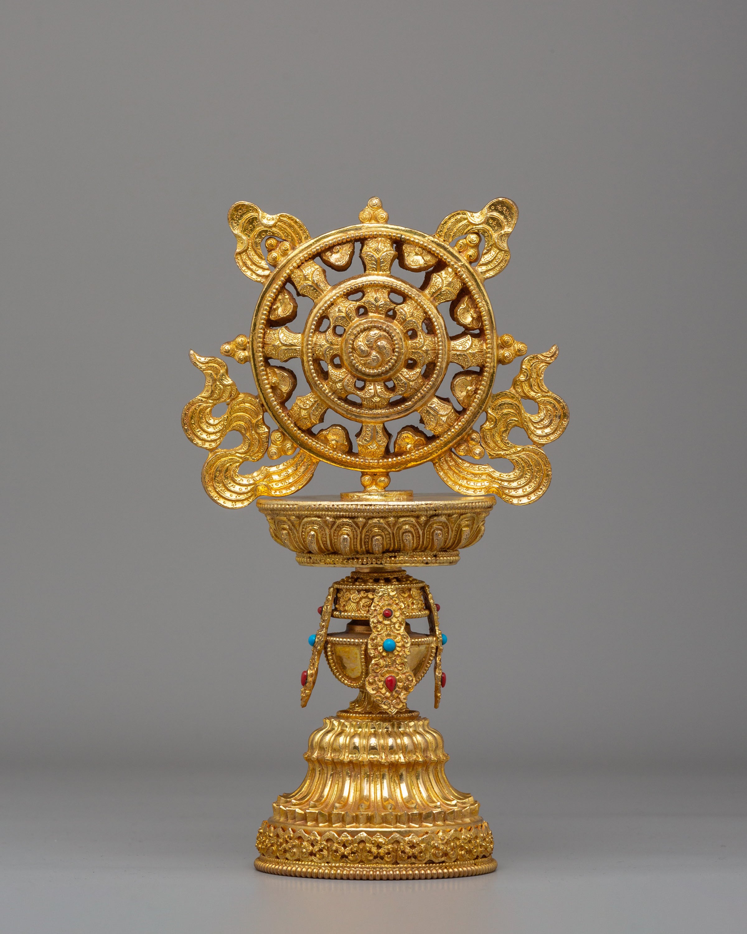 Sacred Dharma Wheel Sculpture | Symbol of Enlightenment