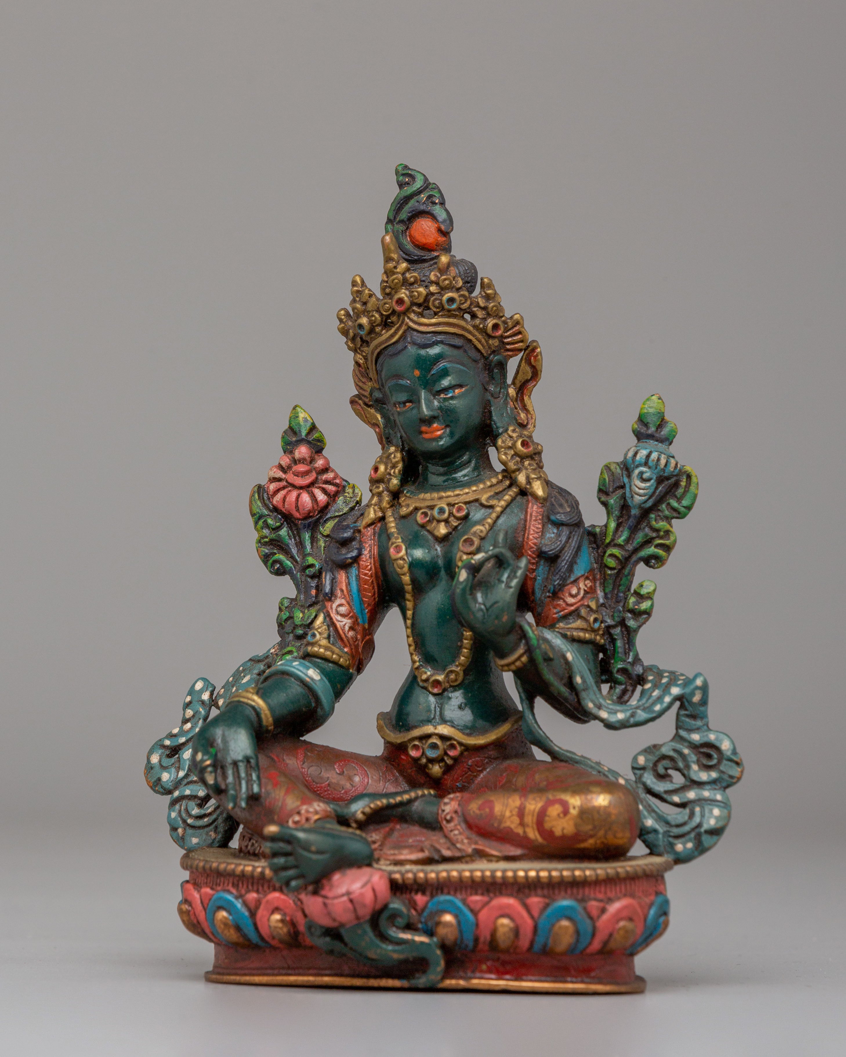 Green Tara Goddess Statue for Altar | Sacred Artwork for Meditation