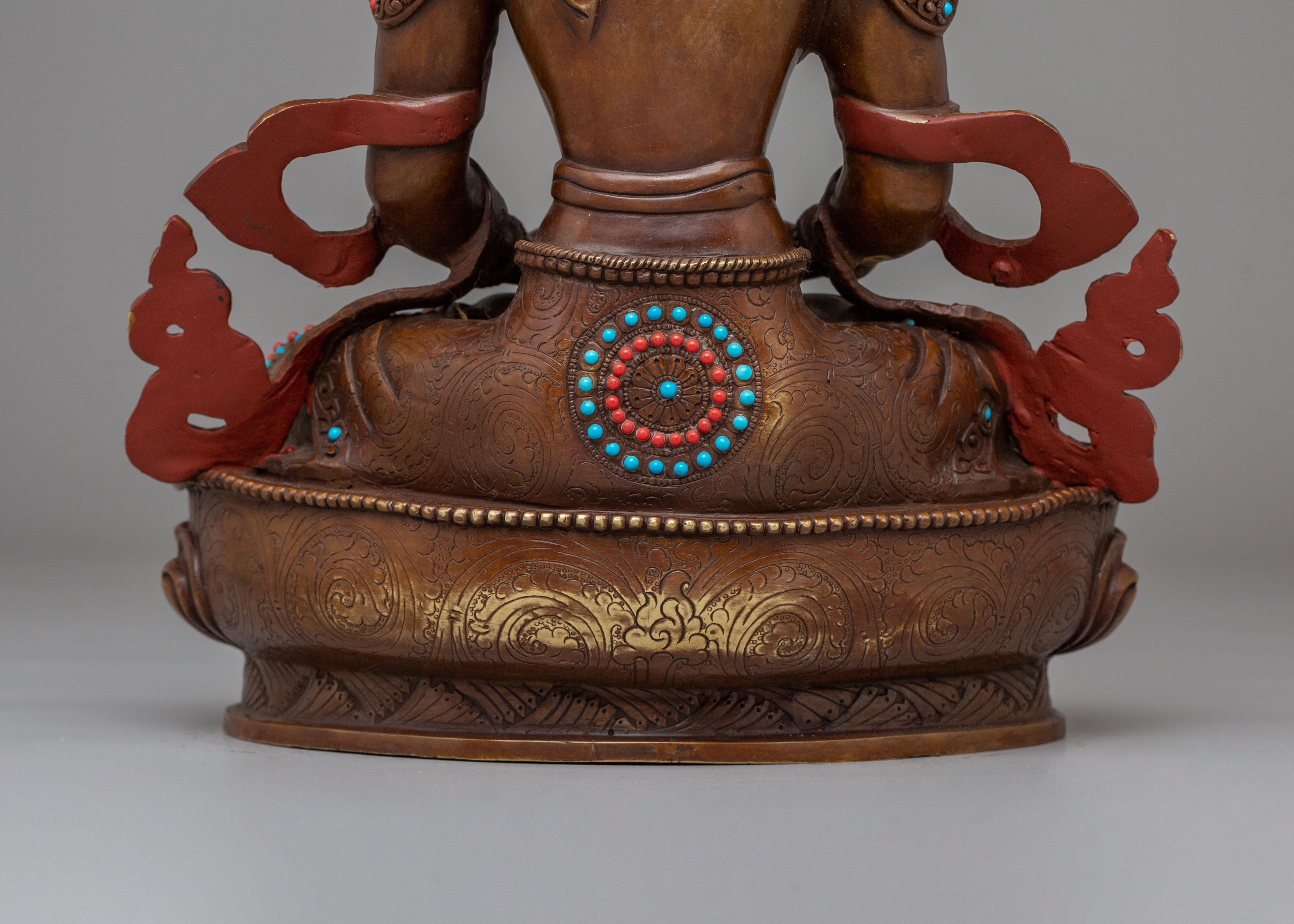 Sacred Amitayus Deity Statue | Handmade Tibetan Artwork for Spiritual Blessings