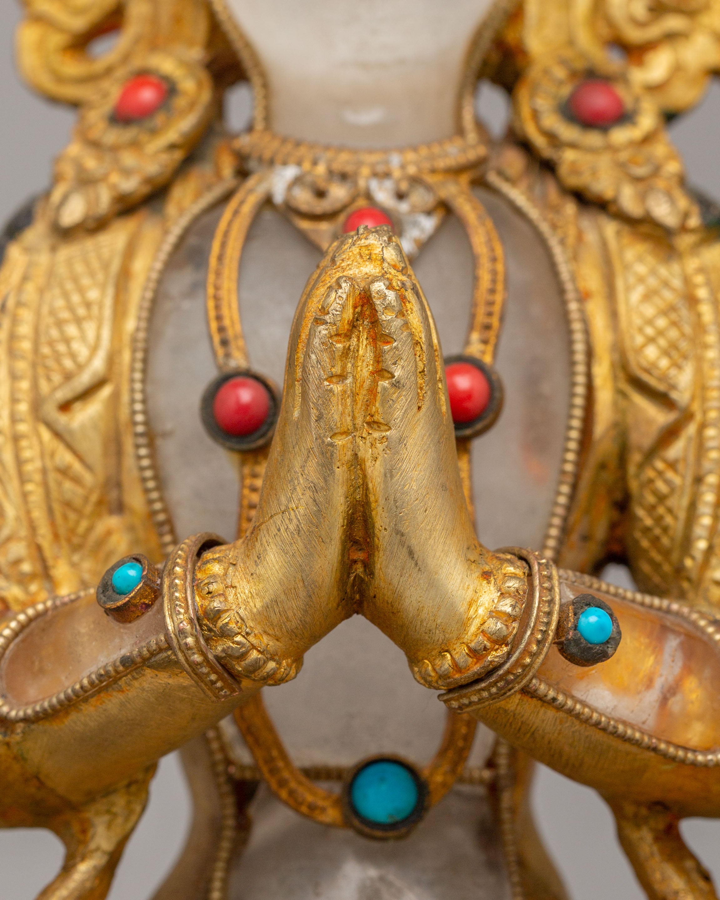 Handmade Chenrezig Statue on Throne | Tibetan Bodhisattva Statue