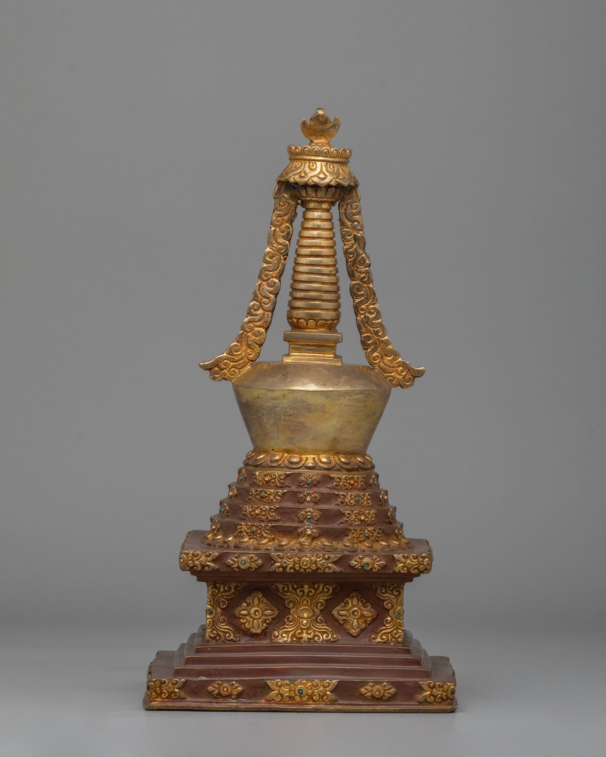Traditional Altar Lotus Blossom Stupa | Tibetan Buddhist Decor