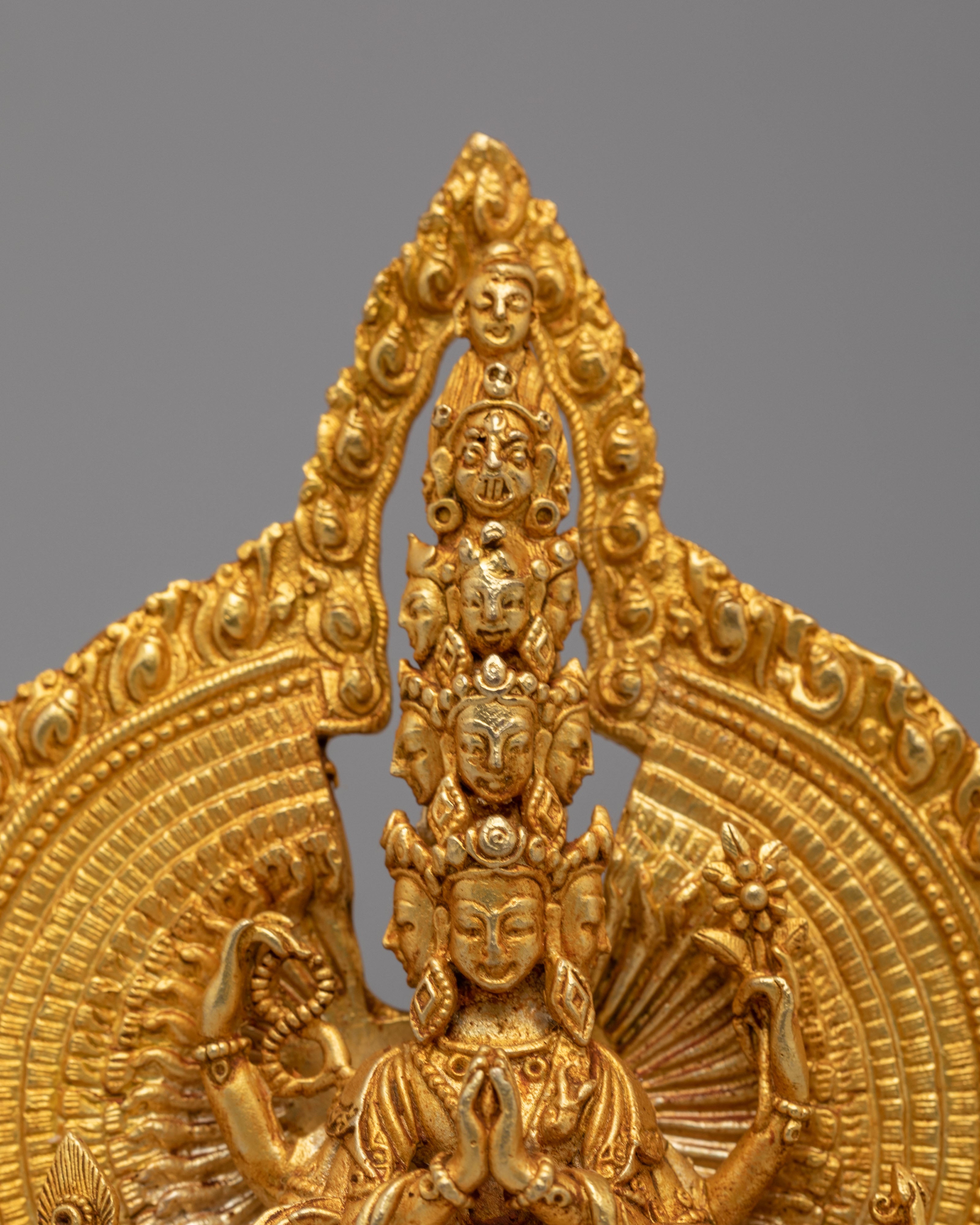 Sacred Thousand-Armed Chenrezig Statue | Gold-Plated Buddhist Art