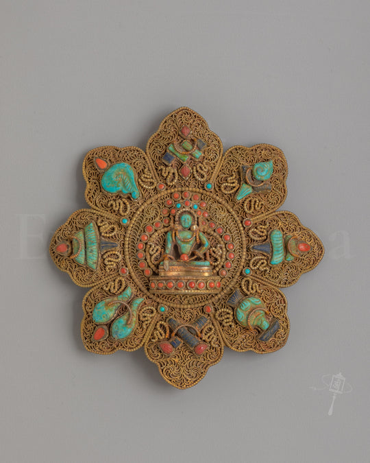 Shakyamuni Buddha Ghau Box Locket | Eight Auspicious Symbols