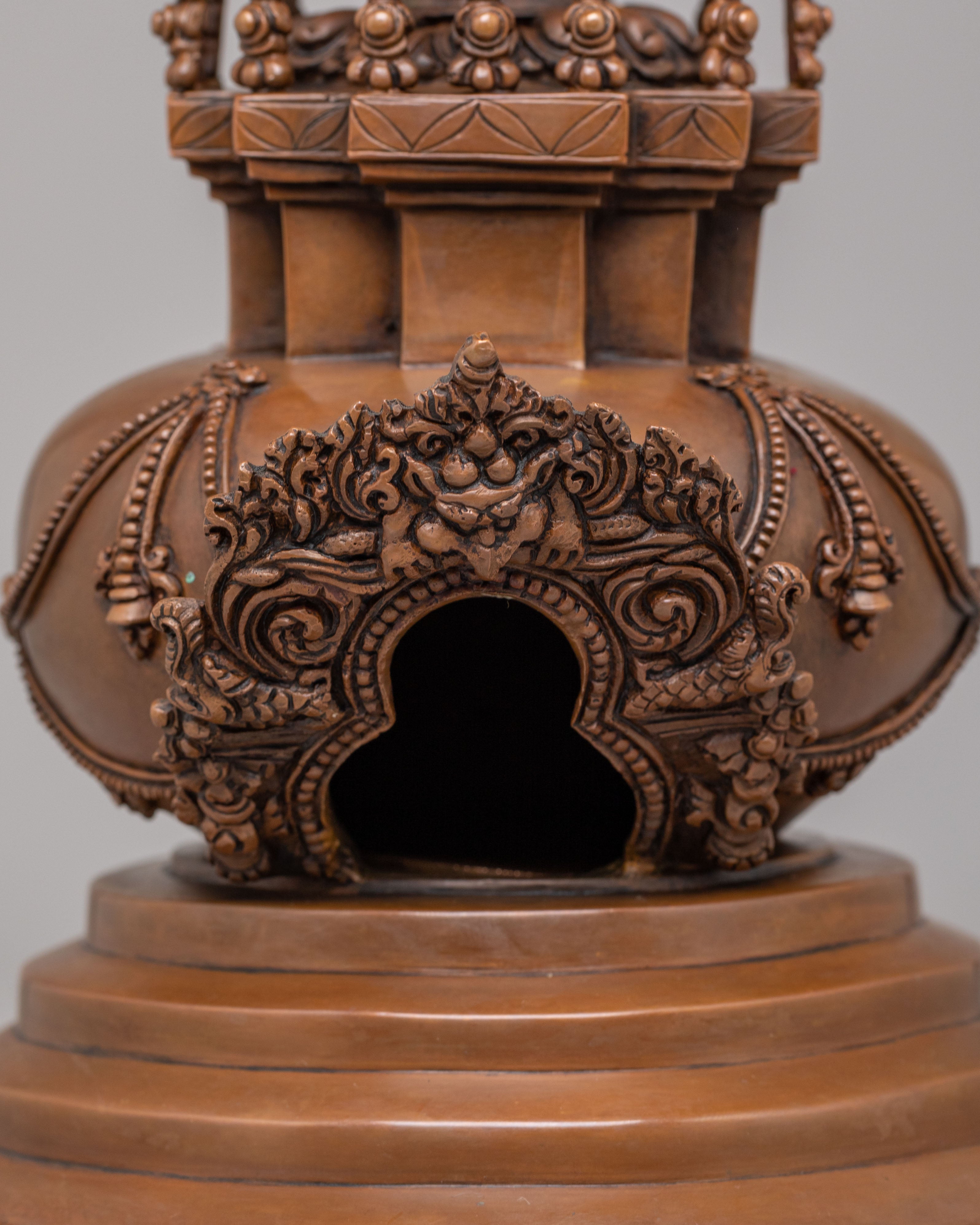 Handcrafted Altar Kadampa Stupa | Oxidized Copper Body