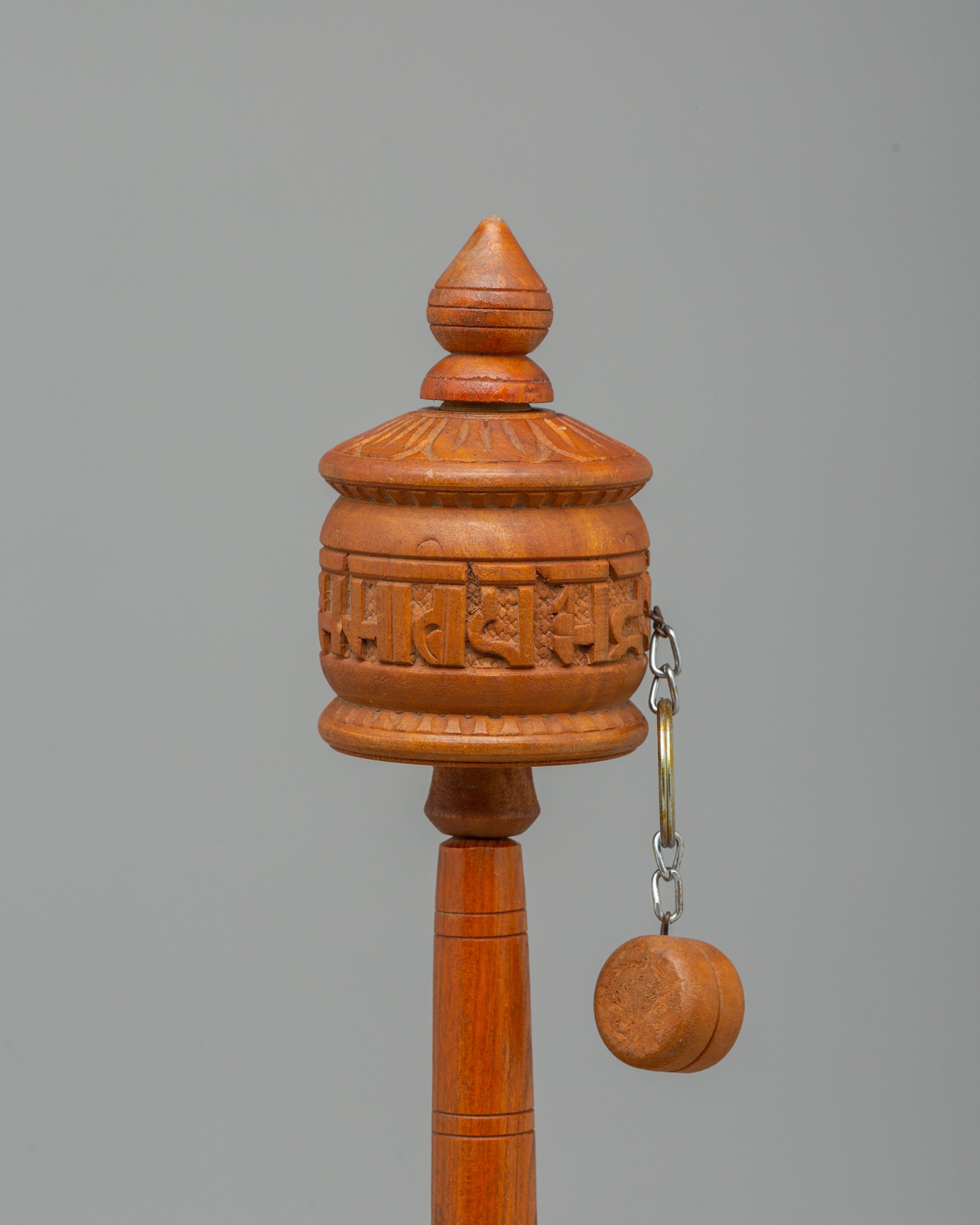 Wooden Himalayan Ritual Prayer Wheel | Buddhist Spiritual Decor for Prayer
