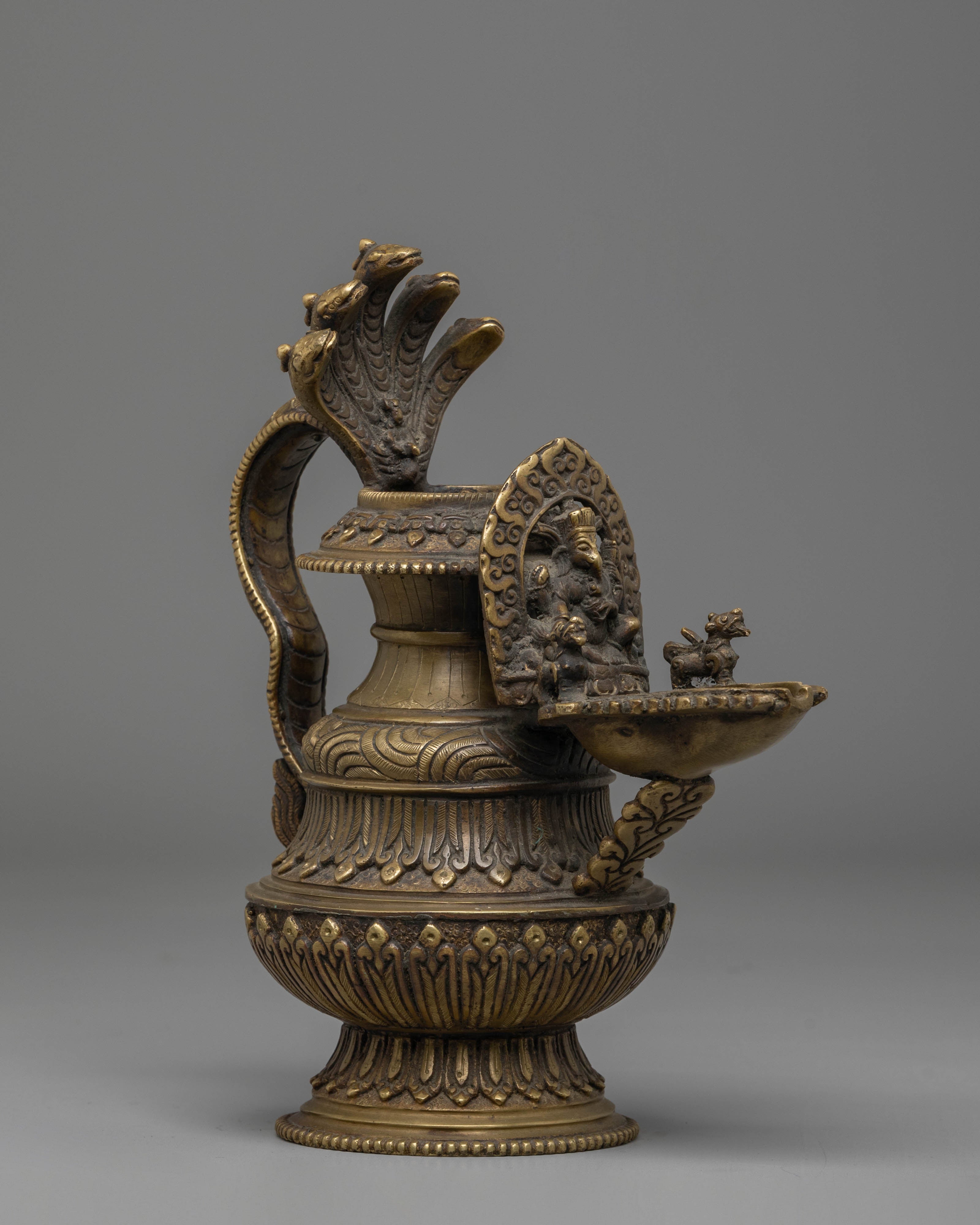 Traditional Sacred Ganesh Sukunda | Brass Oil Lamp with Antique Finish(Remake possible )