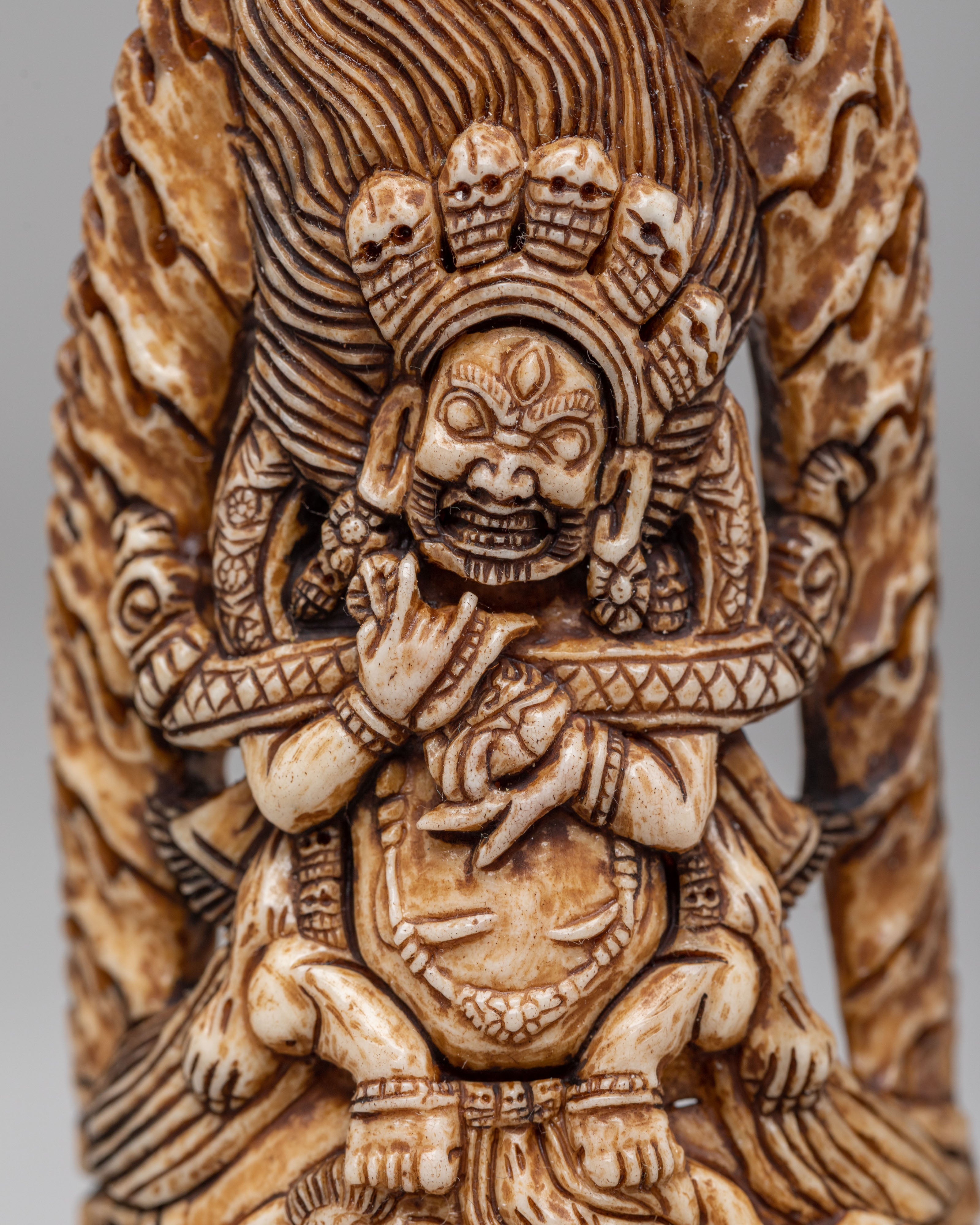 Traditional Shakya Mahakala Bone Figurine | Buddhist Altar Decor