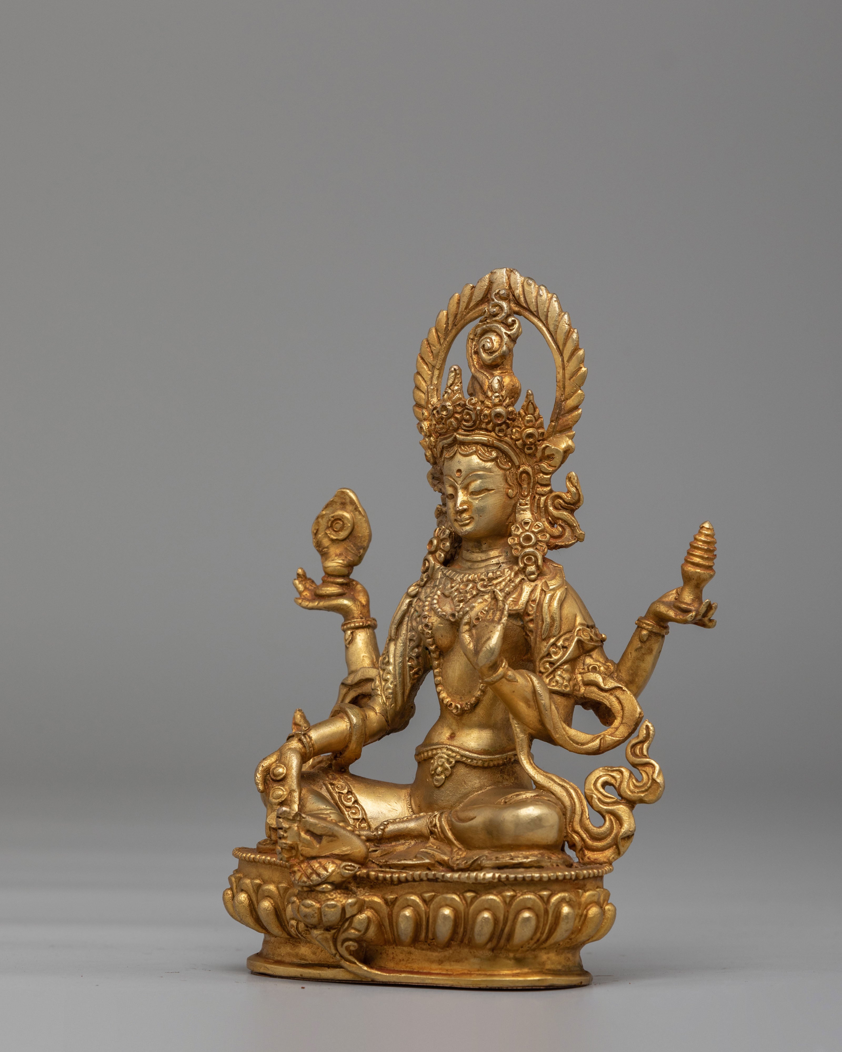 Wealth Goddess Laxmi Statue | Handcrafted Gold Plated Copper Deity