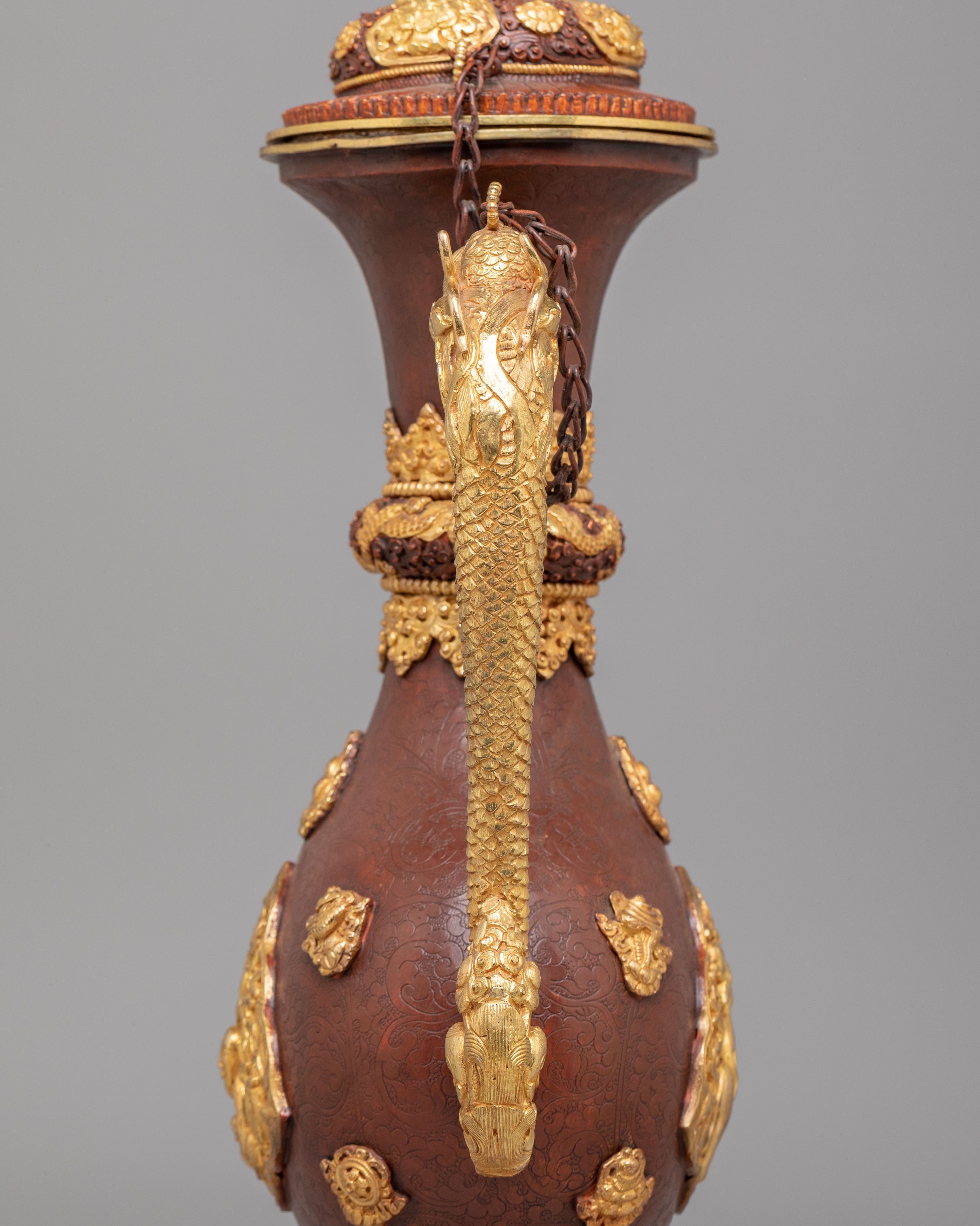 Sacred Ewer Ceremonial Vessel | Gold Plated Copper Himalayan Ritual Artwork