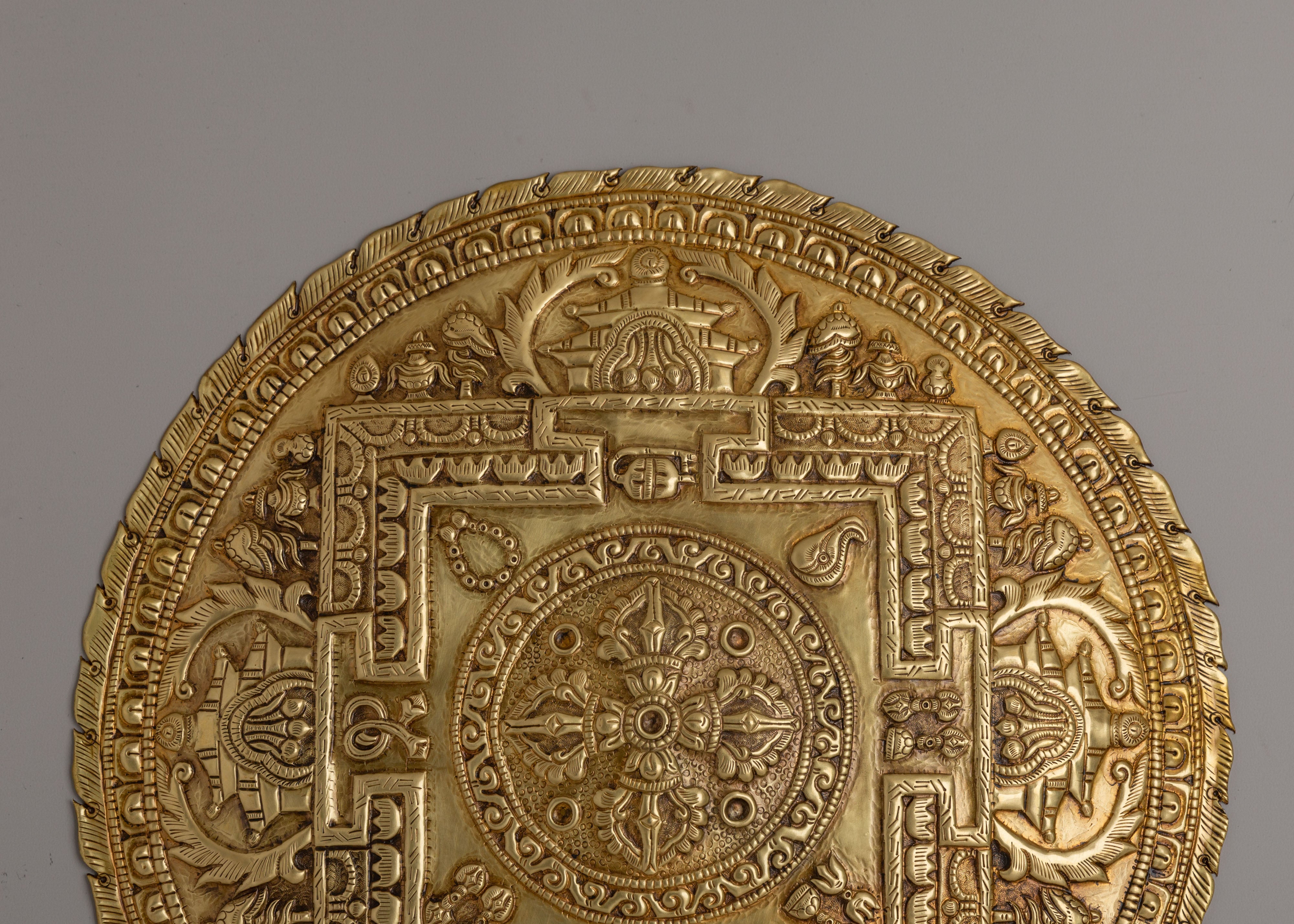 Handcarved Mandala Wall Hanging | Gemstone Inlaid