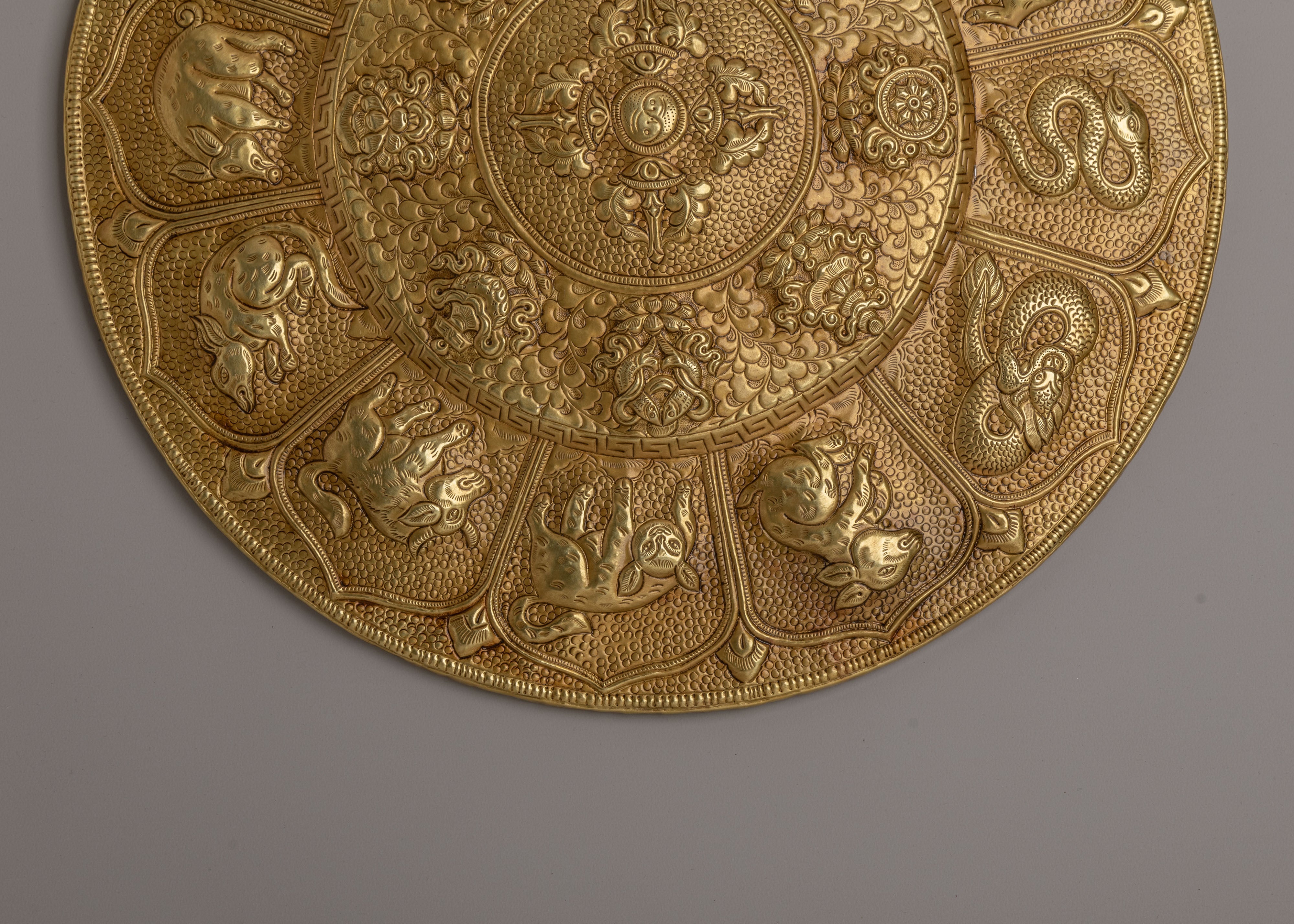 Tibetan Sacred Zodiac Wheel Wall Hanging | A Symbol of Protection and Spiritual Strength