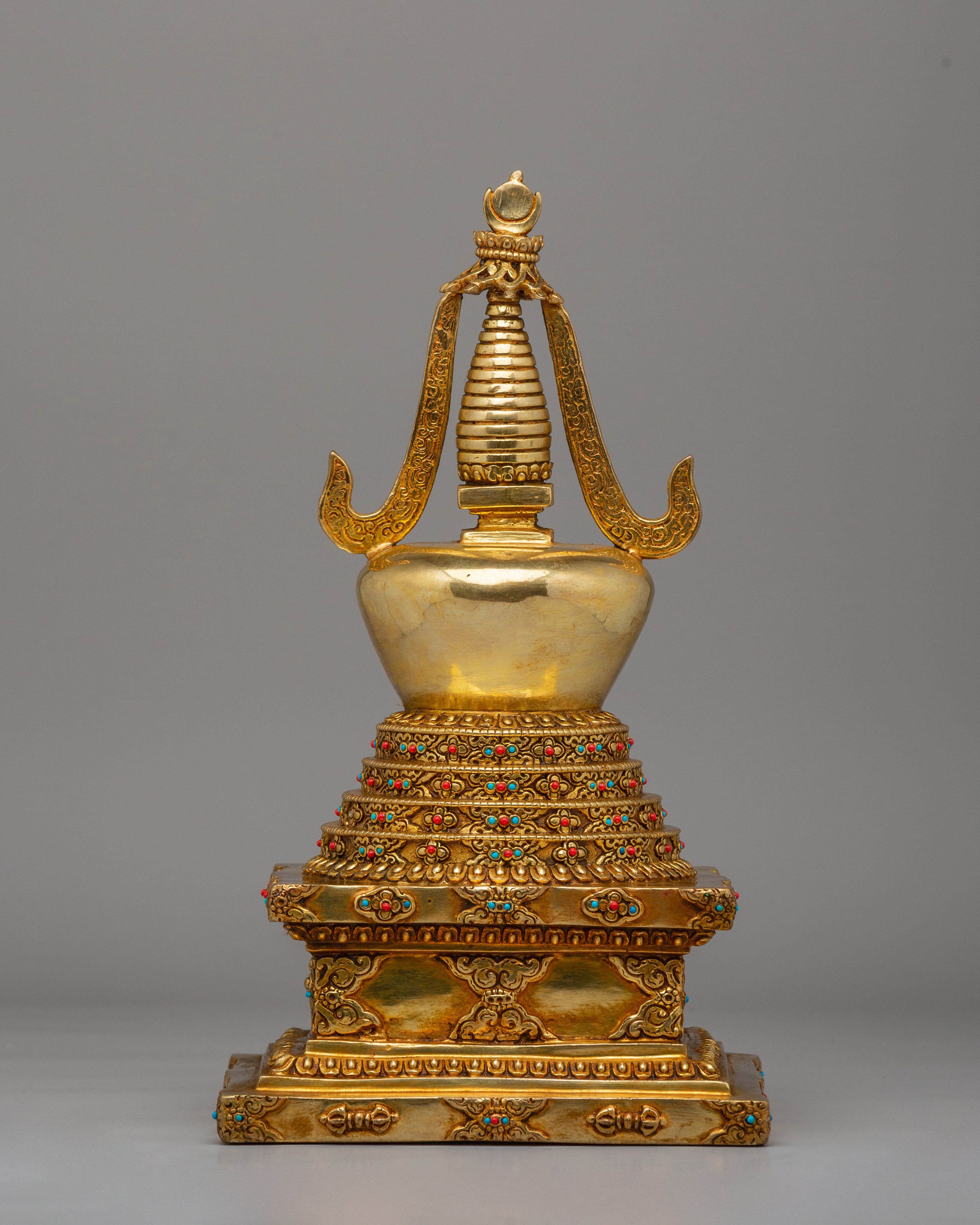 Handcrafted Altar Namgyalma Stupa | 24K Gold Plated Buddhist Stupa