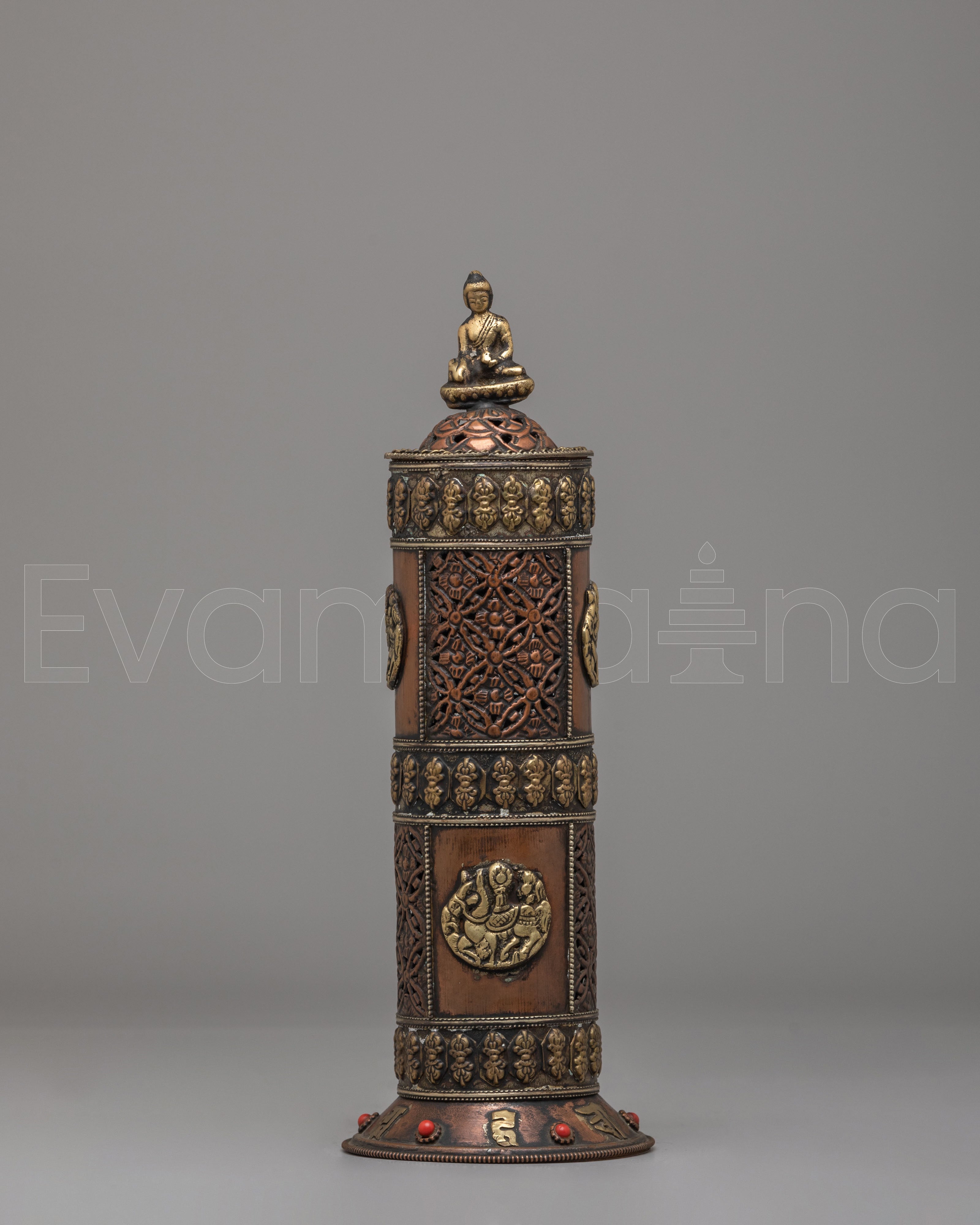 Buddhist Incense Holder | Handcrafted Gemstone Inlaid Holder