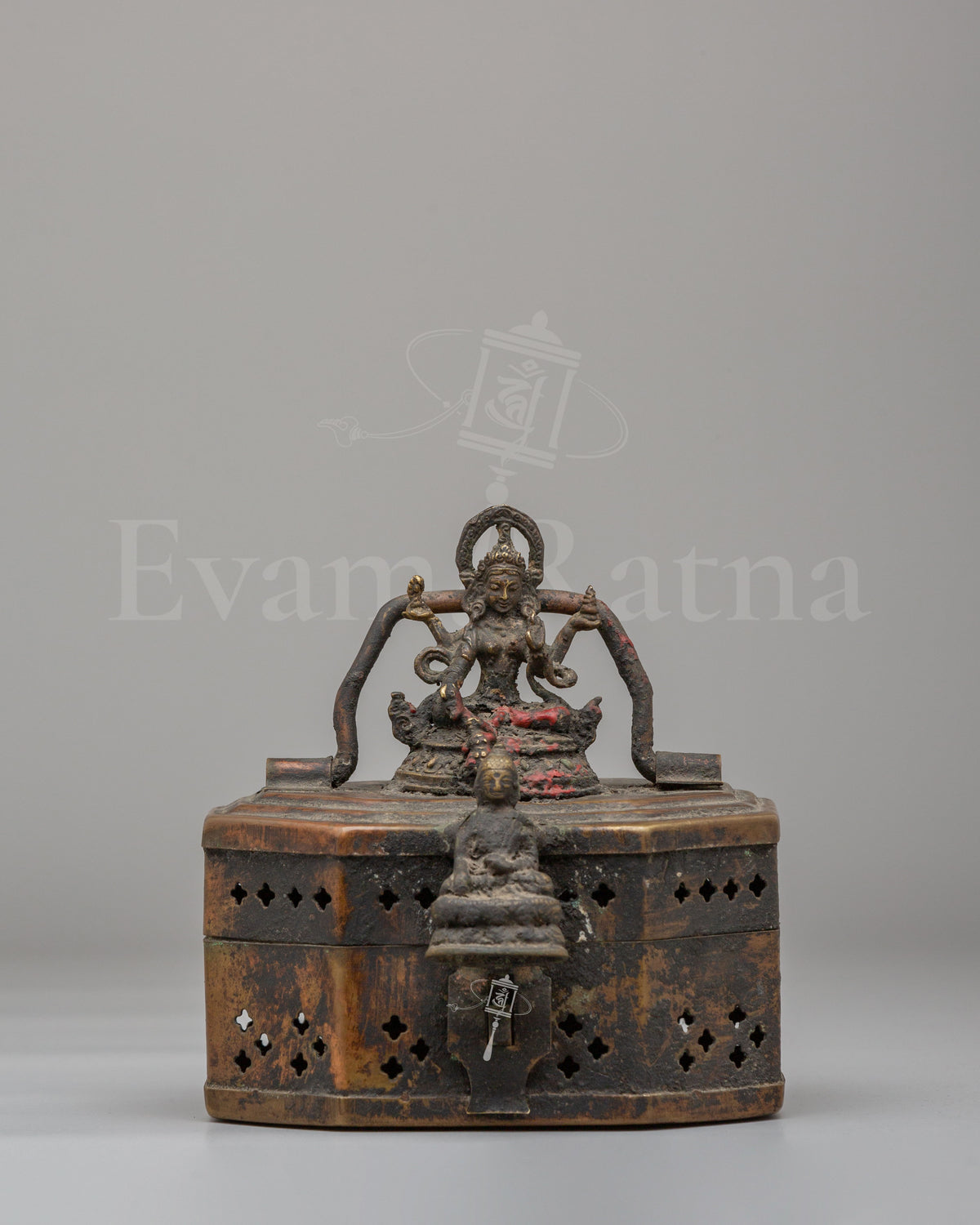 Jewellery Box With Buddhist Deity Carvings 