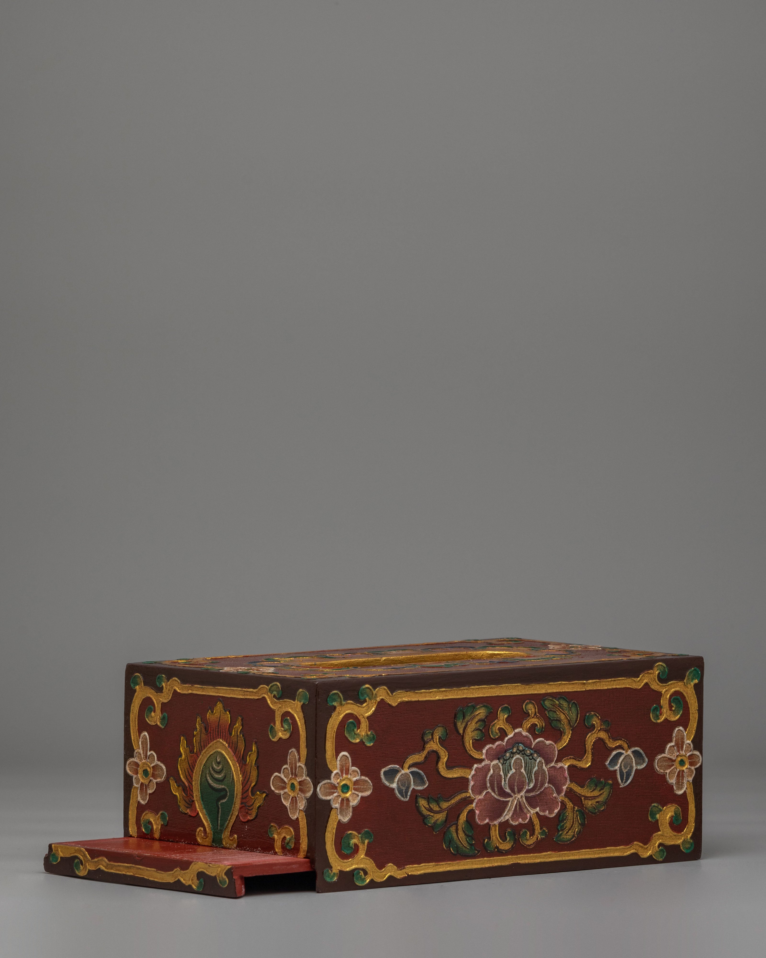 Handcrafted Flower Motif Tissue Holder | Wooden Tissue Box