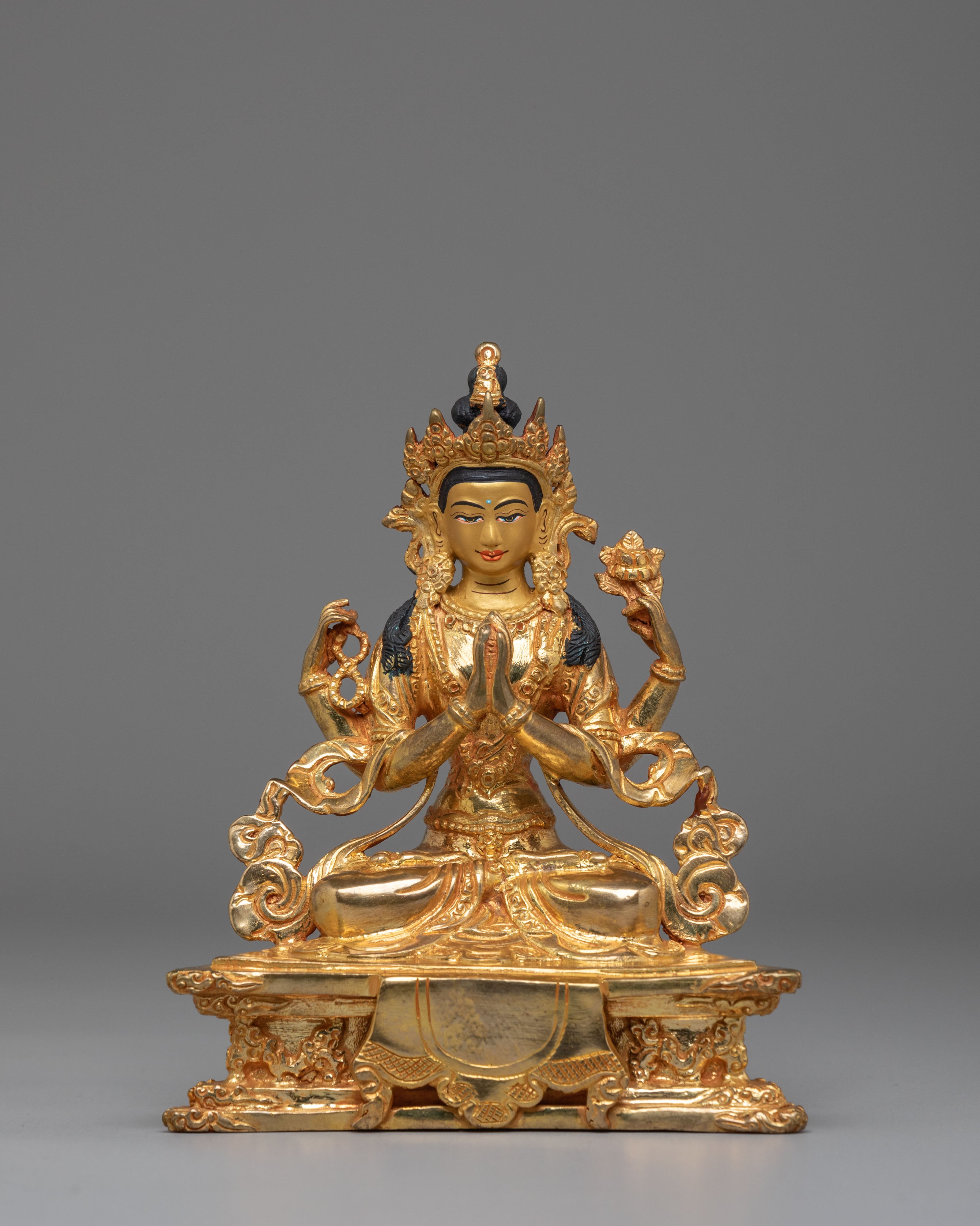 Spiritual Chenrezig on Throne Statue | Symbol of Compassion & Protection