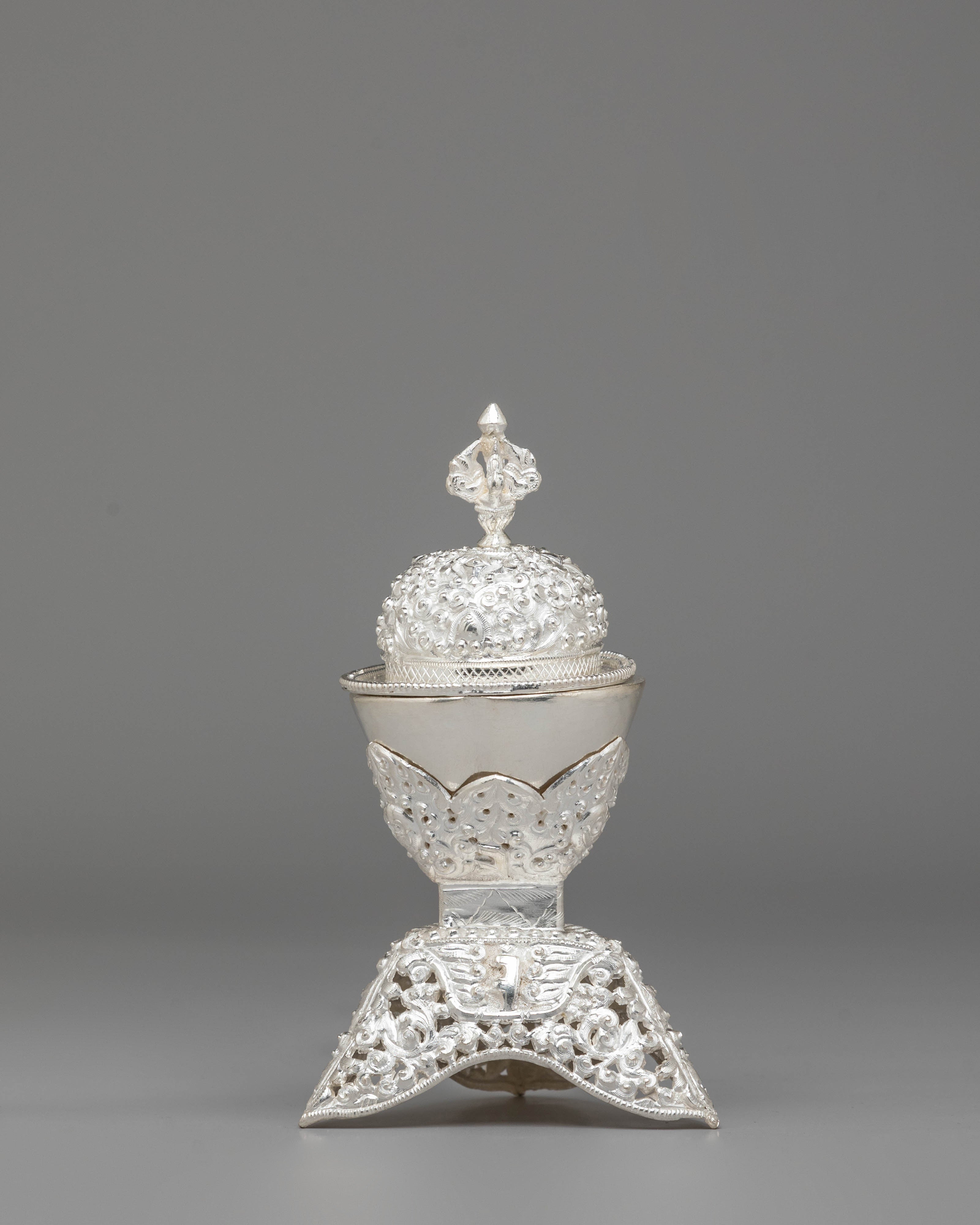 Silver Kapala for Buddhist Rituals | Sacred Offering Vessel