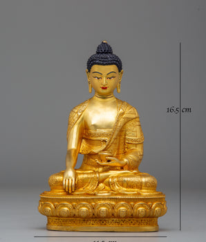 Shakyamuni Buddha Statue of Power and Knowledge | Copper Body with 24K Gold Plating