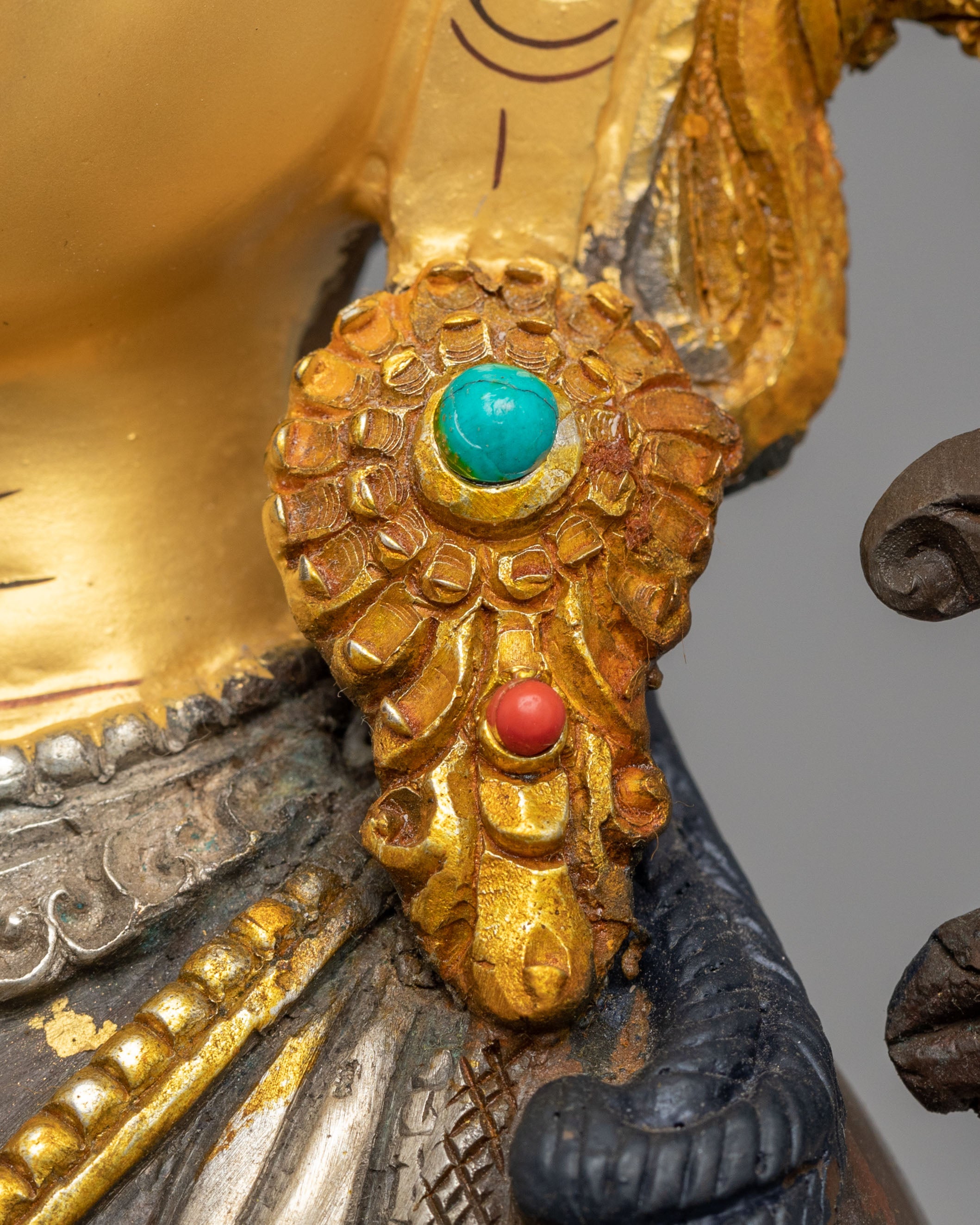 Tibetan Manjushri Sculpture | Gold Plated Buddhist Art