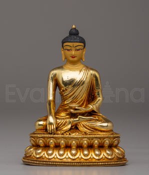 "Shakyamuni Buddha Sculpture of Knowledge and Wisdom in 24K Gold Plating"