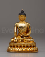 "Shakyamuni Buddha Sculpture of Knowledge and Wisdom in 24K Gold Plating"