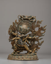 Mahakala With Consort Statue 