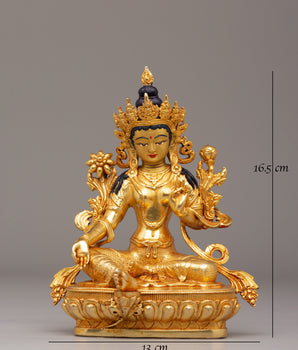 Handmade Green Tara Buddhist Statue | Serene Figure for Meditation & Spiritual Decor