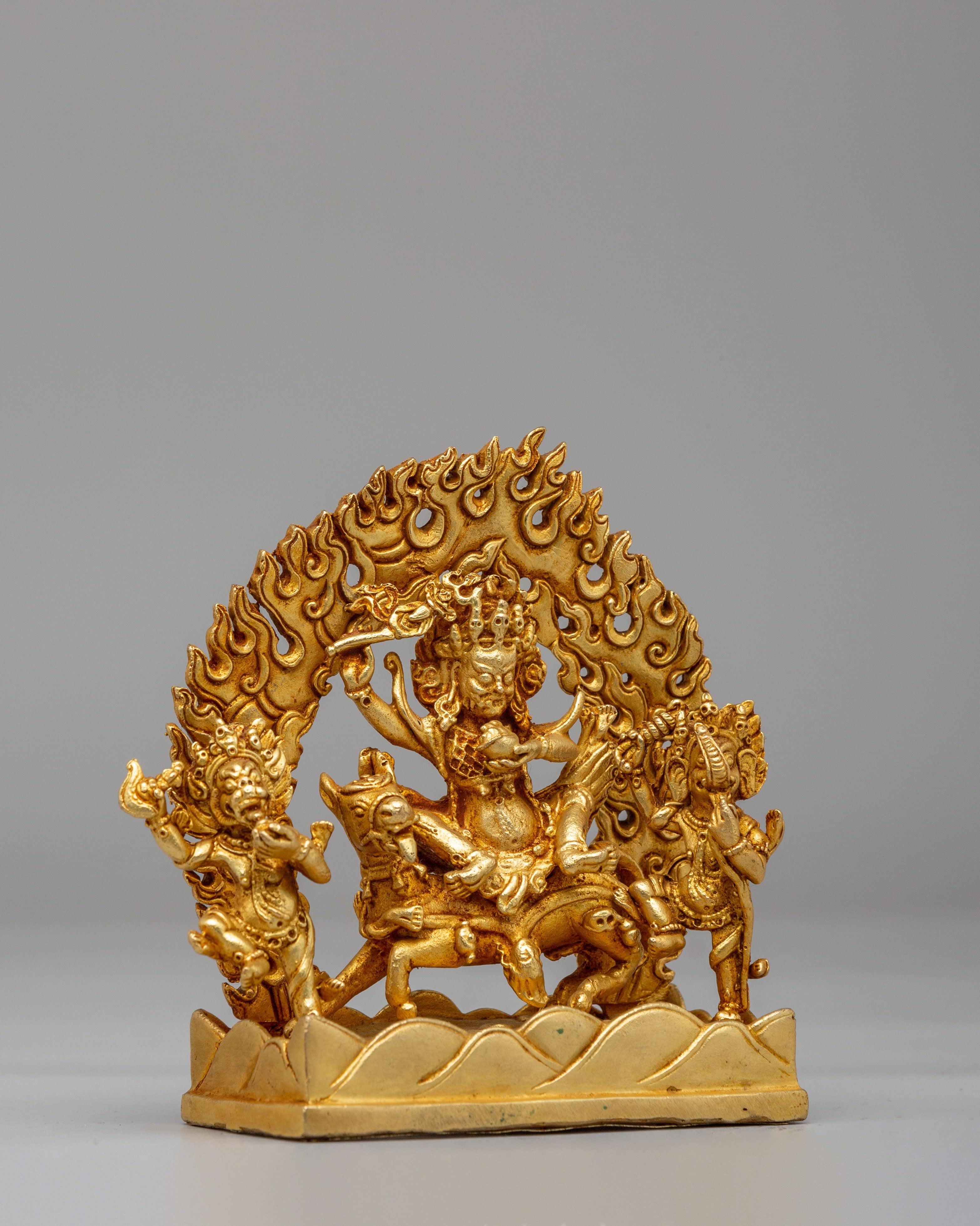 Tibetan Palden Lhamo Statue | Handcrafted Gold Plated Copper Art