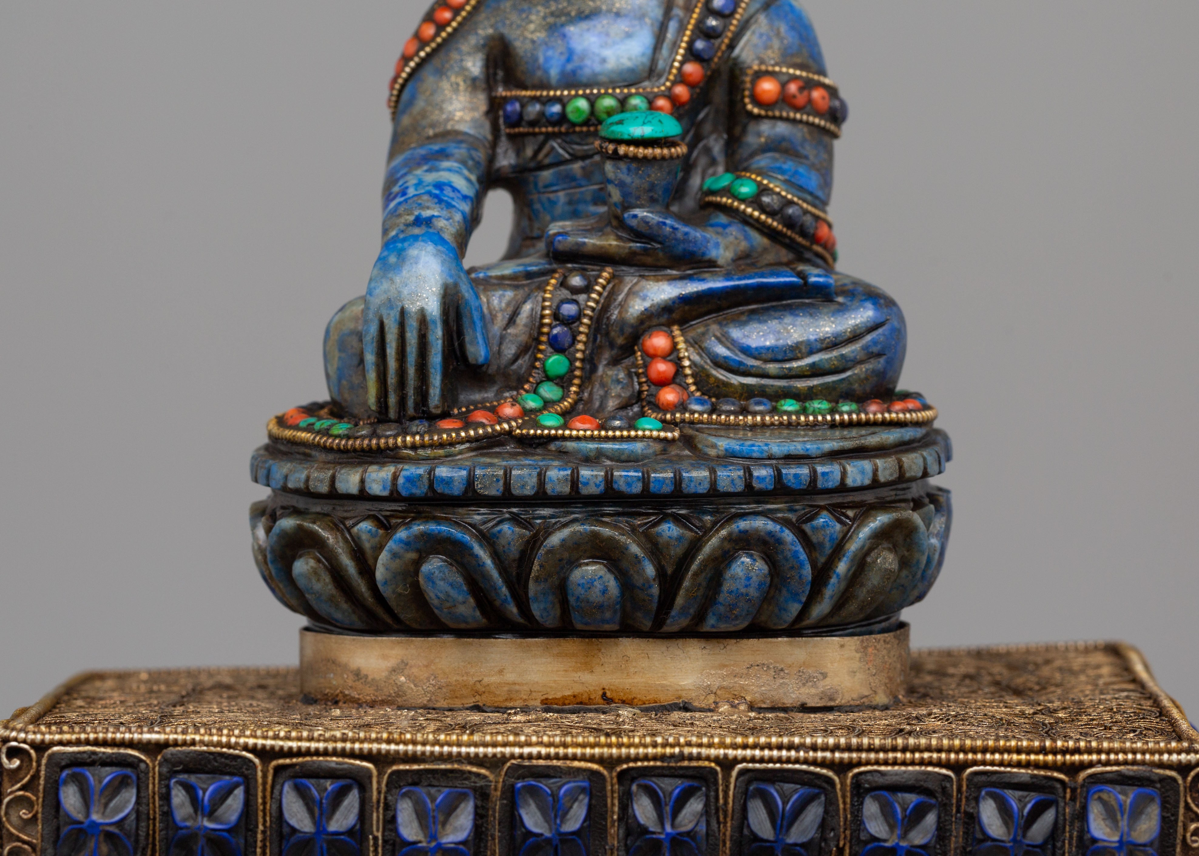 Shakyamuni Buddha on Throne Sculpture | Sacred Tibetan Artwork