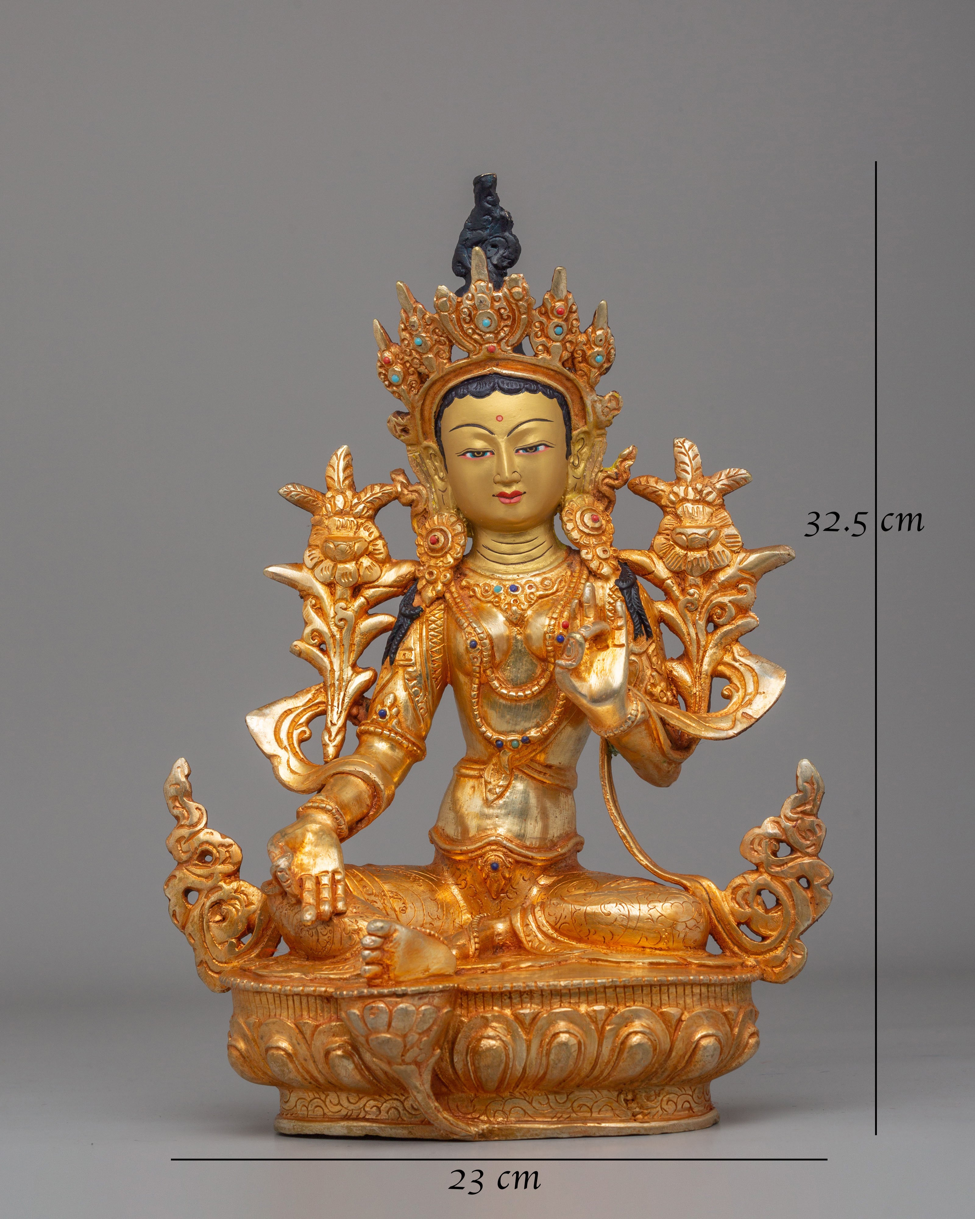 Vajrayana Green Tara Compassion Deity Statue | Tibetan Handmade Art