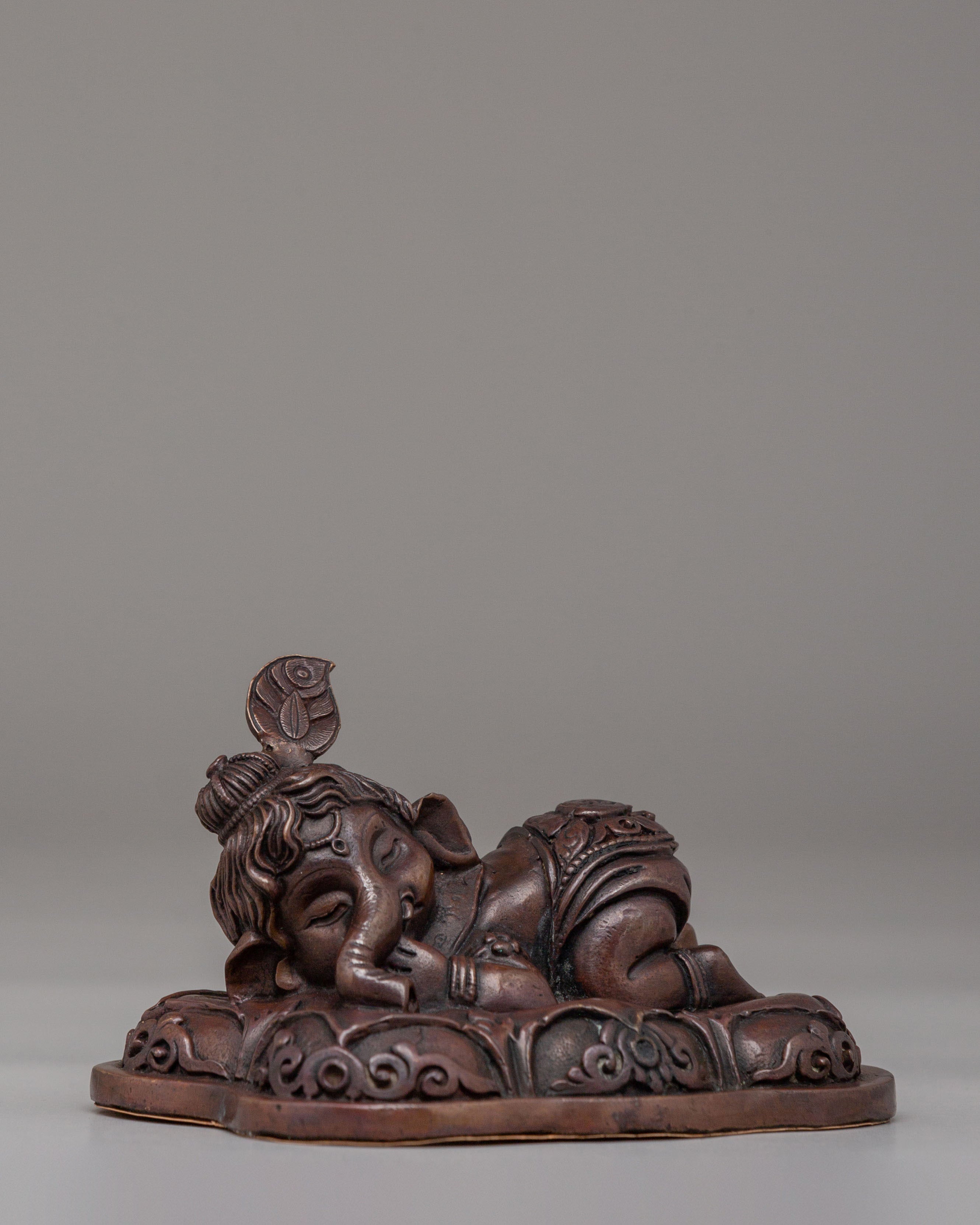Himalayan Ganesha Deity Statue | Oxidized Copper Ganapati Sculpture
