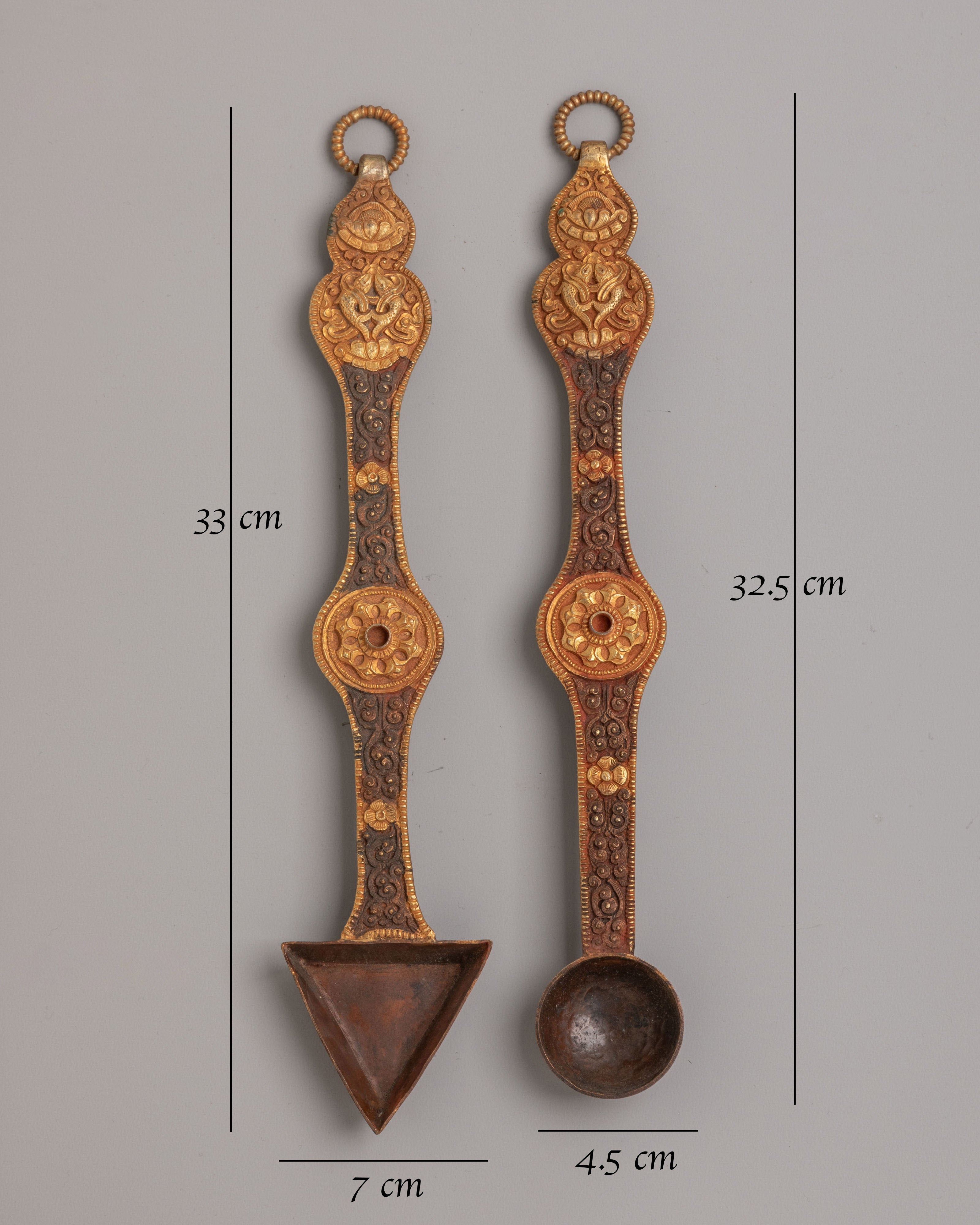 Spiritual Handcrafted Ritual Altar Spoon Set | Tibetan Altar Offering Spoons