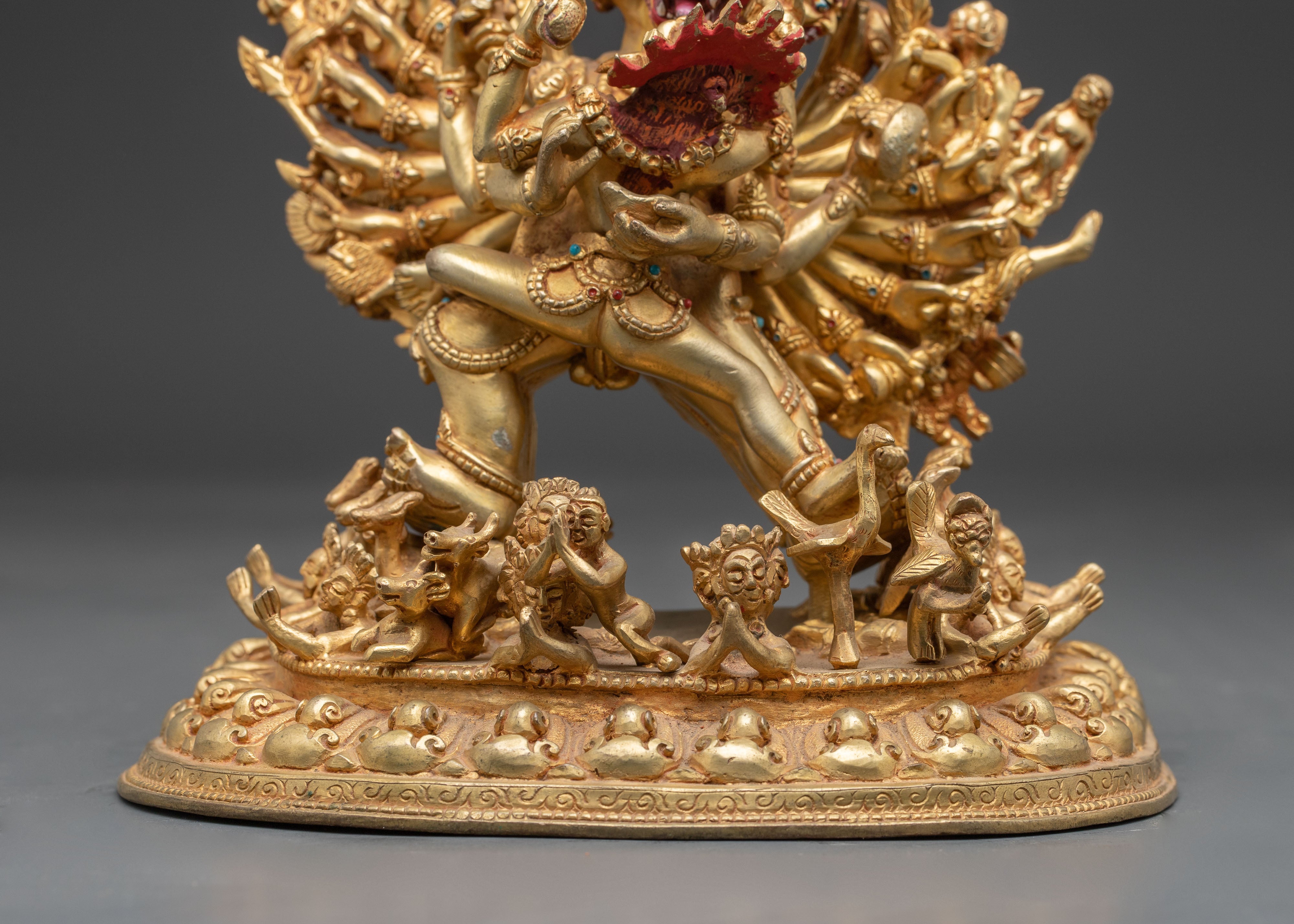 Tibetan Yamantaka With Consort Statue | Wrathful Deity Sculpture