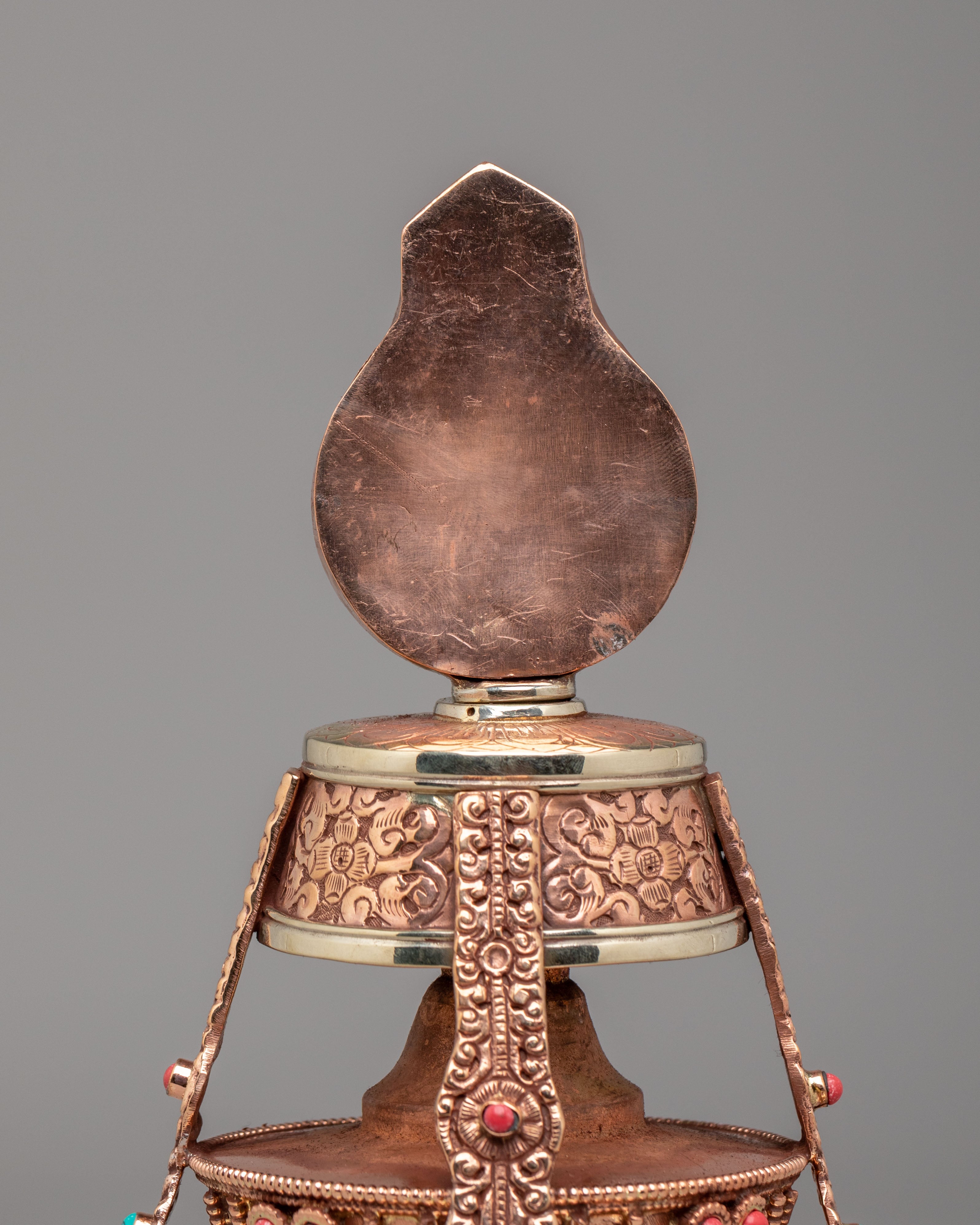 Spiritual Long Life Vase | Handcrafted Copper Vase with Gemstones